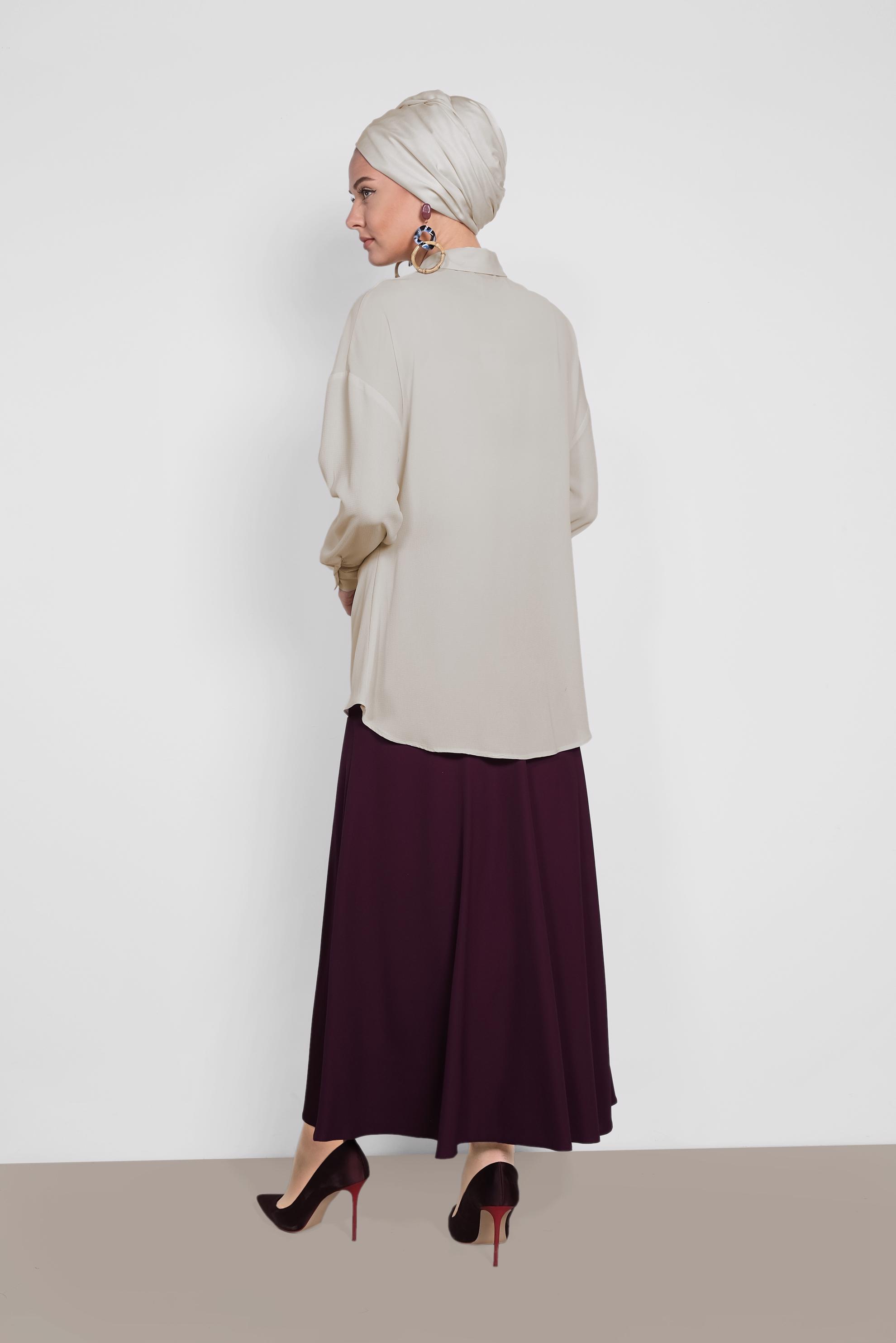 Hijab clothing BEIGE SMOCKING DETAIL BLOUSE 4281 