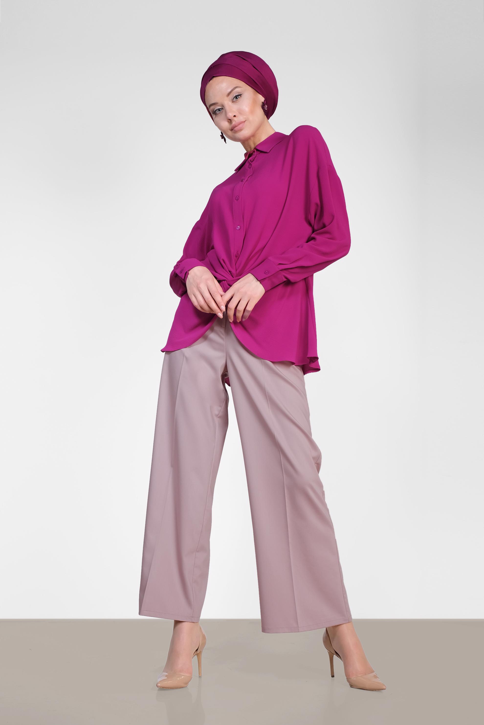 Hijab clothing FUCHSIA SMOCKING DETAIL BLOUSE 4281 