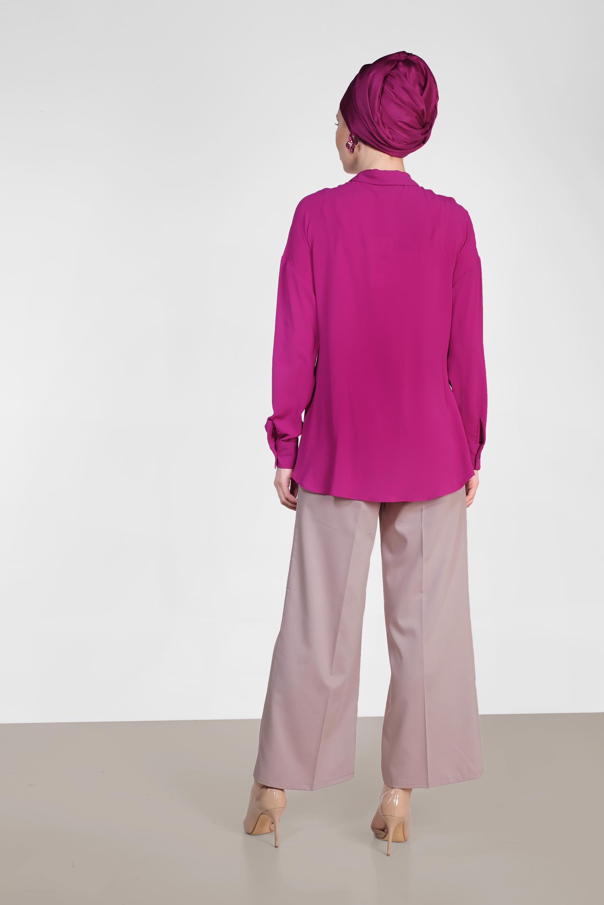 Hijab clothing FUCHSIA SMOCKING DETAIL BLOUSE 4281 