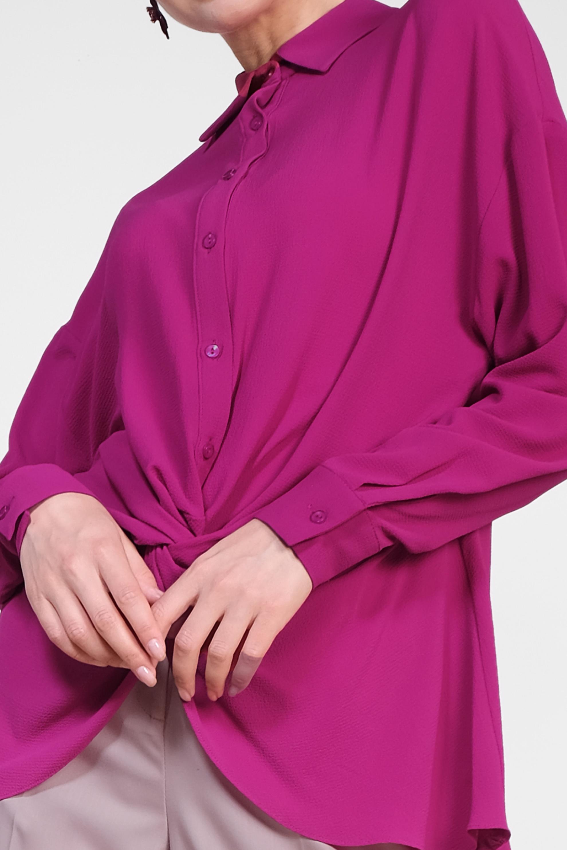Hijab clothing FUCHSIA SMOCKING DETAIL BLOUSE 4281 