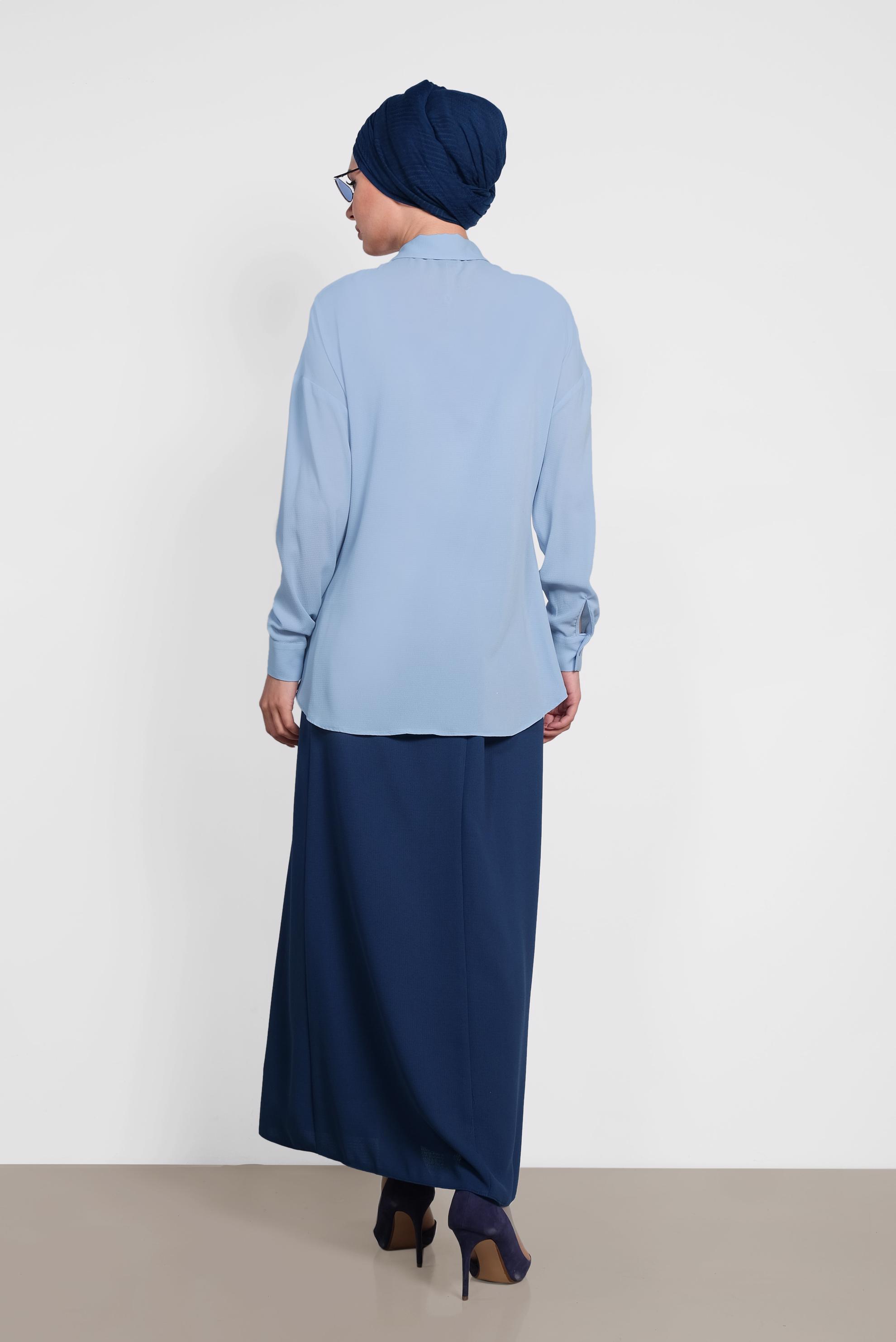 Hijab clothing BLUE SMOCKING DETAIL BLOUSE 4281 