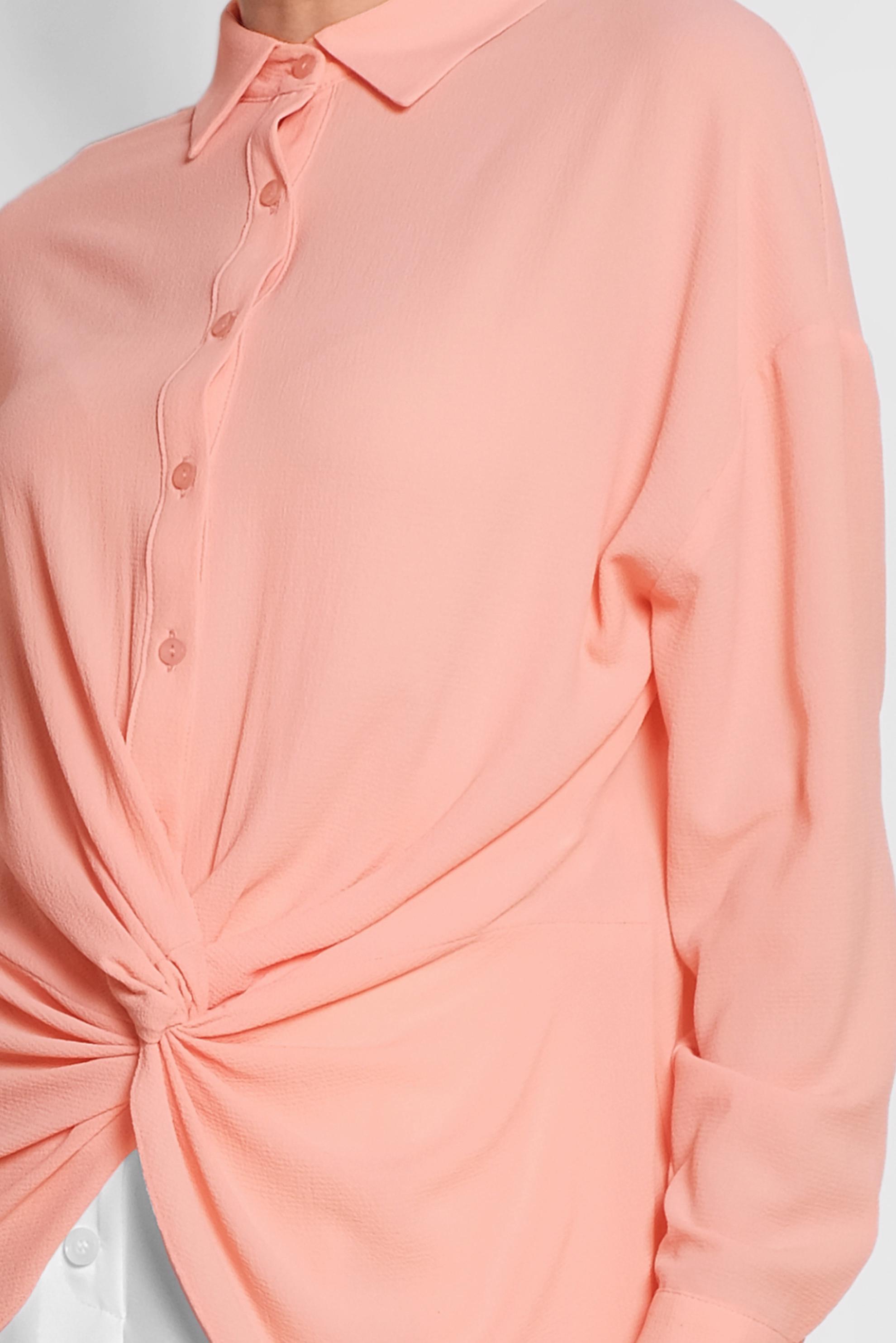 Tesettür giyim PUDRA BÜZGÜ DETAYLI BLUZ 4281