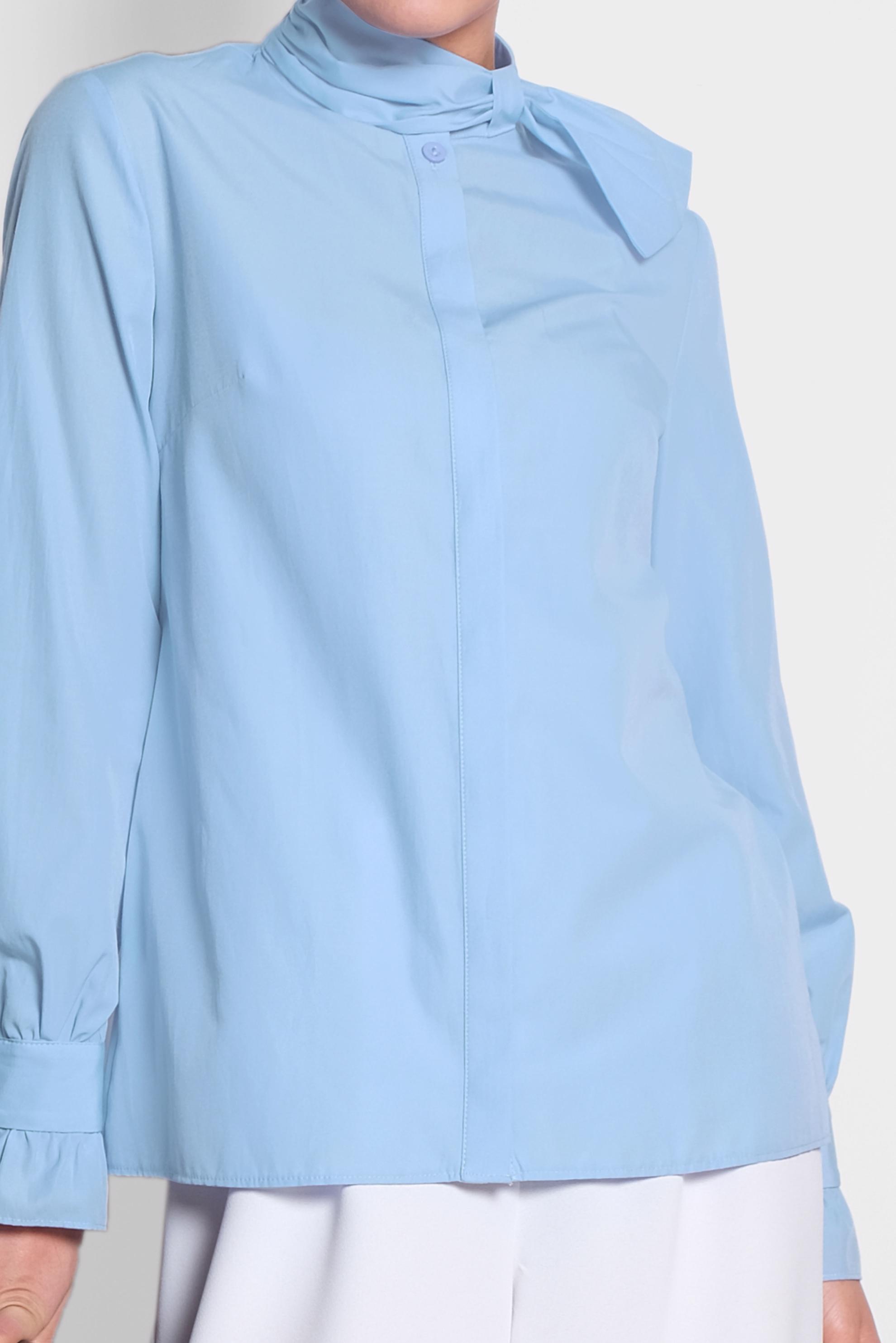 Tesettür giyim MAVİ BOYUN DETAYLI BLUZ 4372