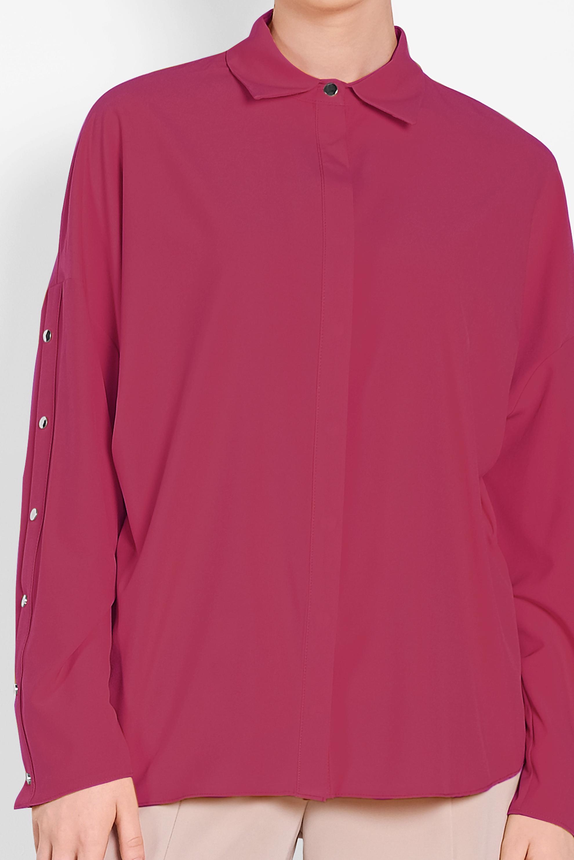 Tesettür giyim FUŞYA KOLLARI ÇITÇITLI BLUZ 4431