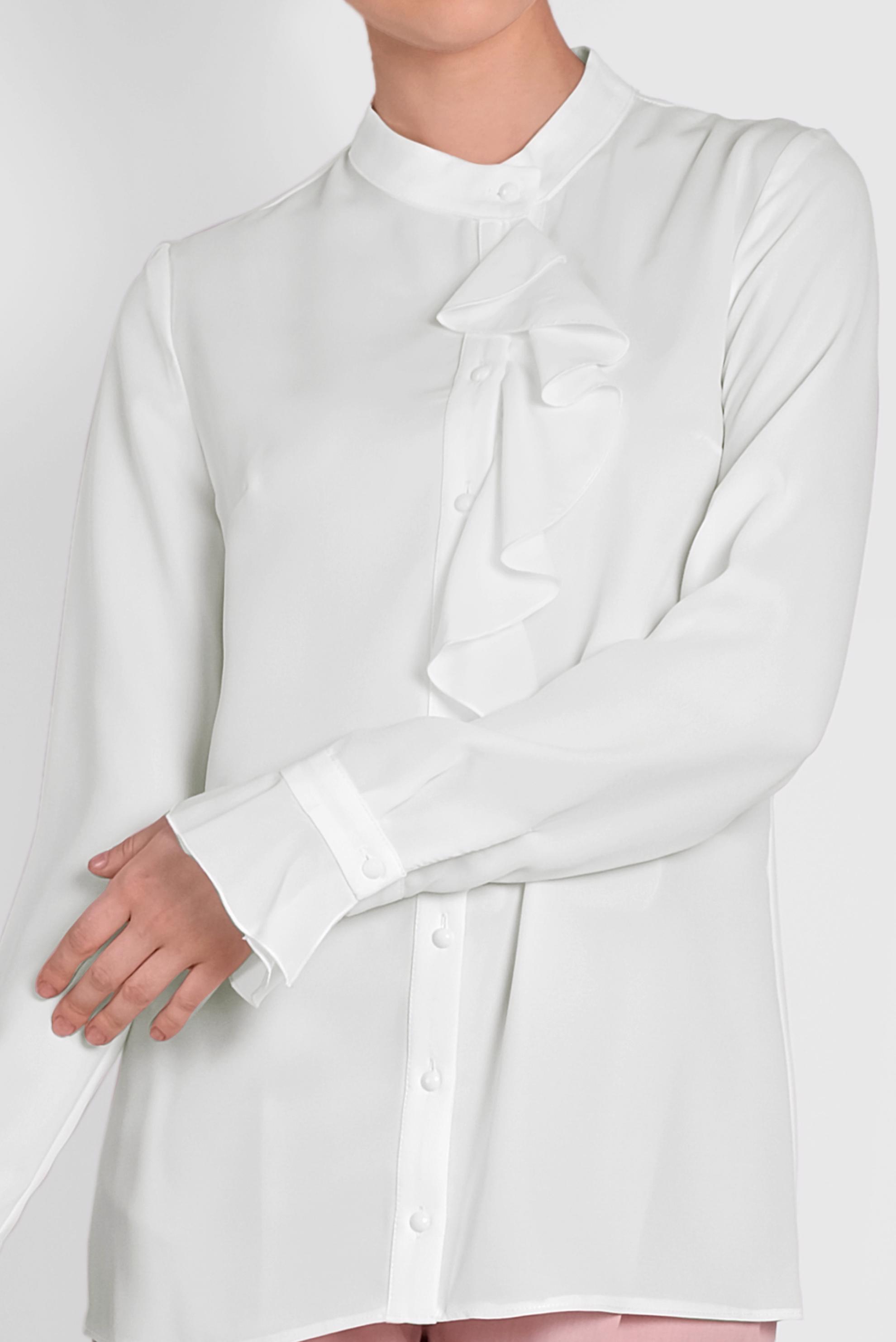 Tesettür giyim BEYAZ FIRFIR DETAYLI BLUZ 4459