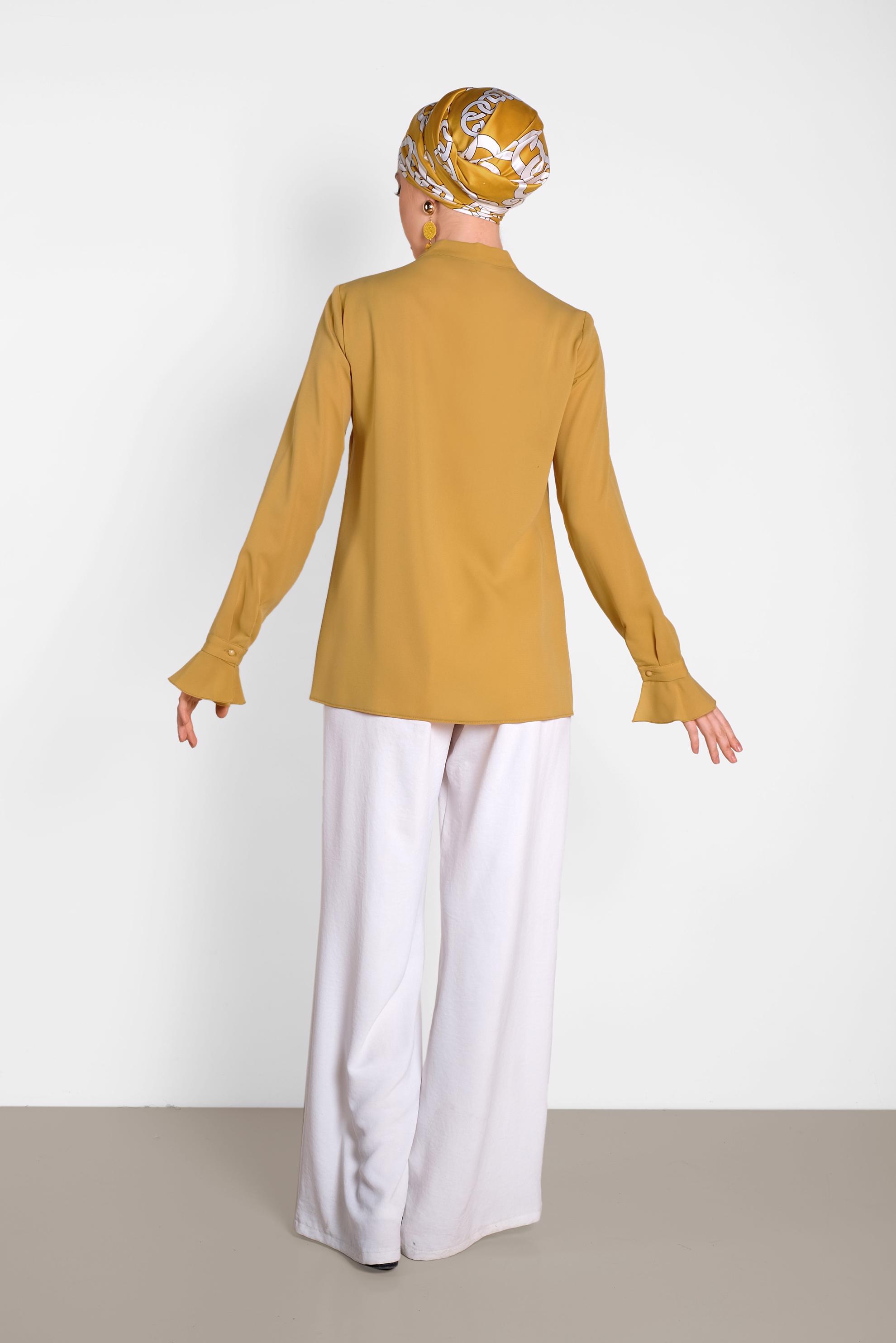 Tesettür giyim SARI FIRFIR DETAYLI BLUZ 4459