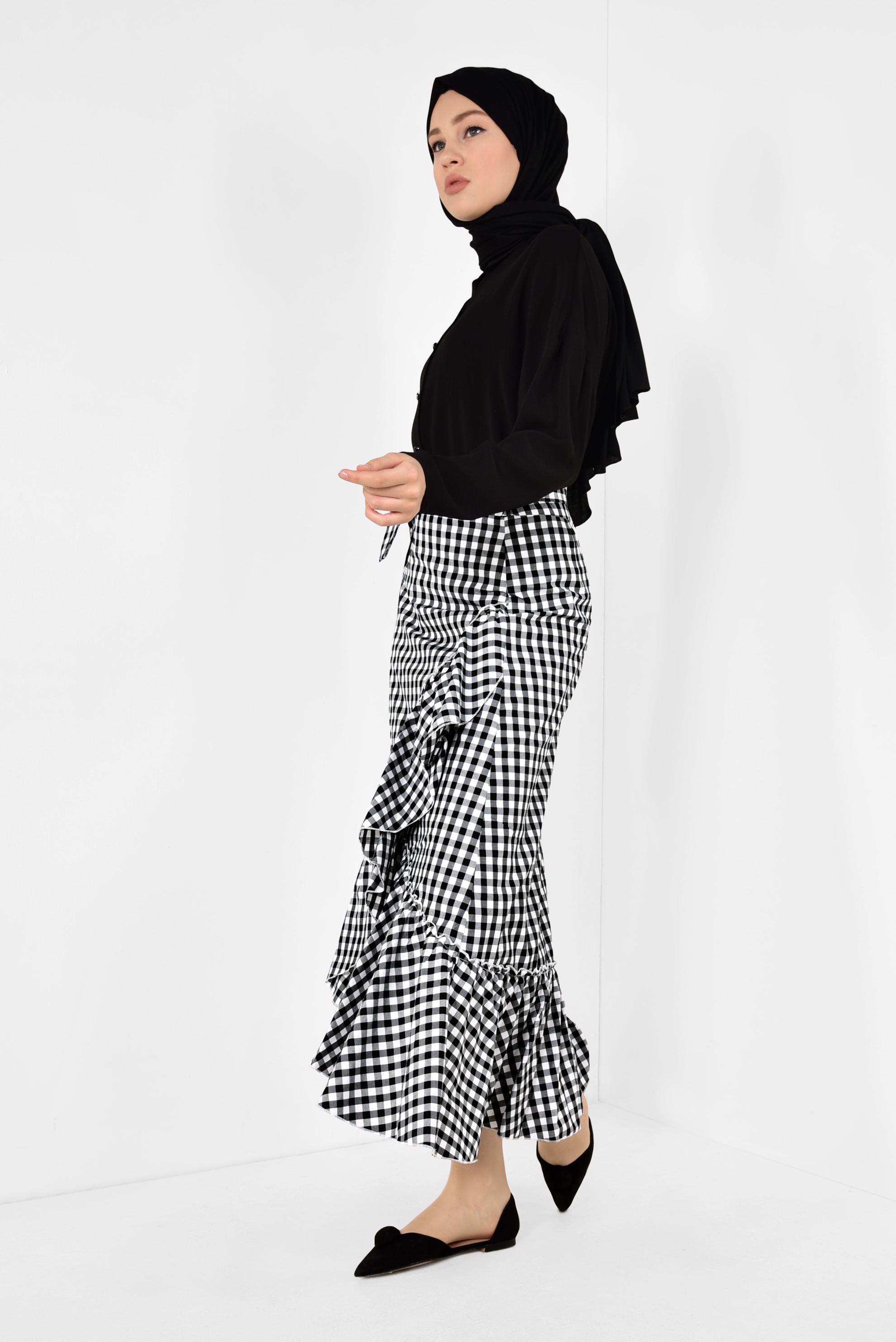 Hijab clothing BLACK BUTTONED CLASSIC BLOUSE 4887 