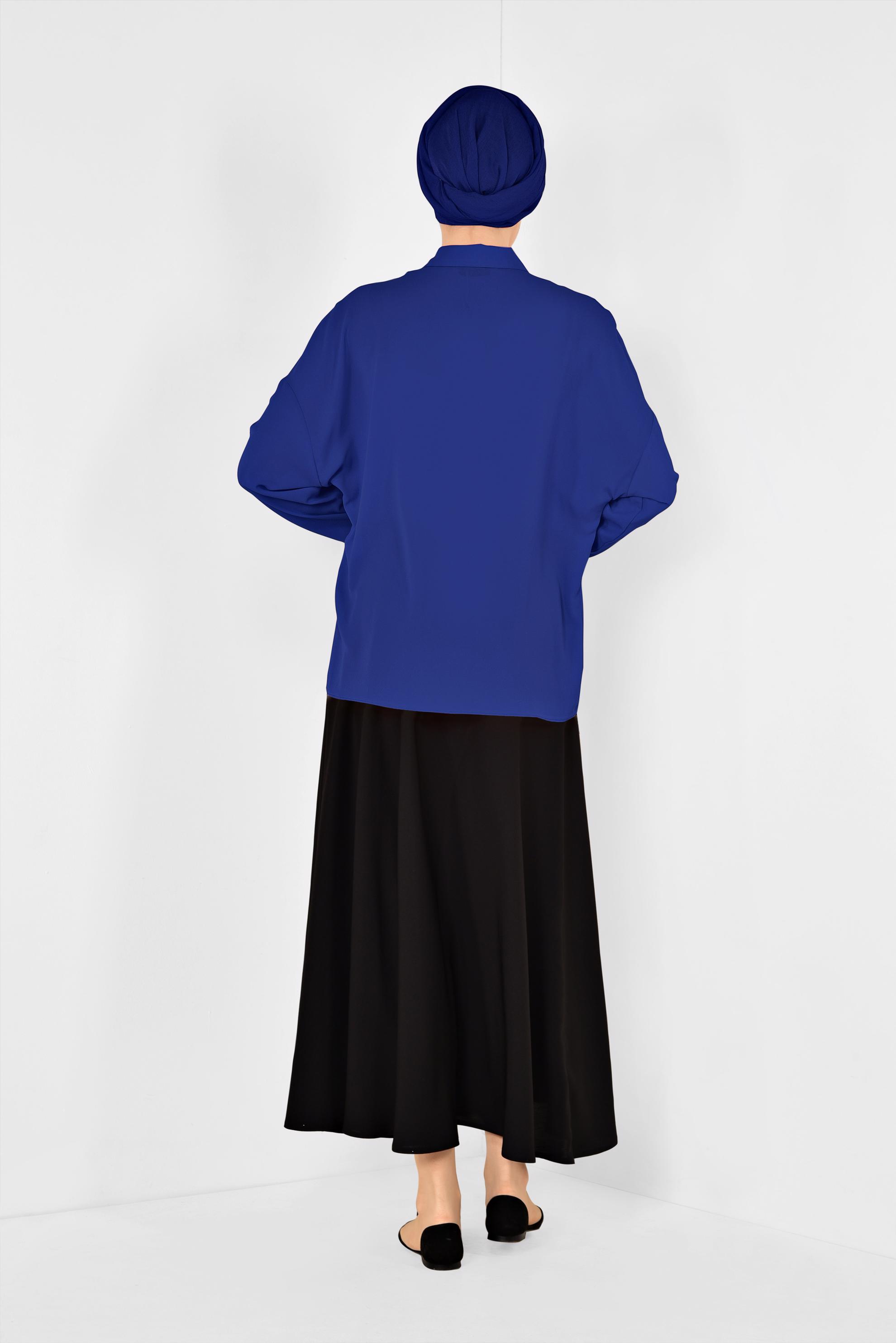 Tesettür giyim LACİVERT ÖNDEN DÜĞMELİ KLASİK BLUZ 4887	