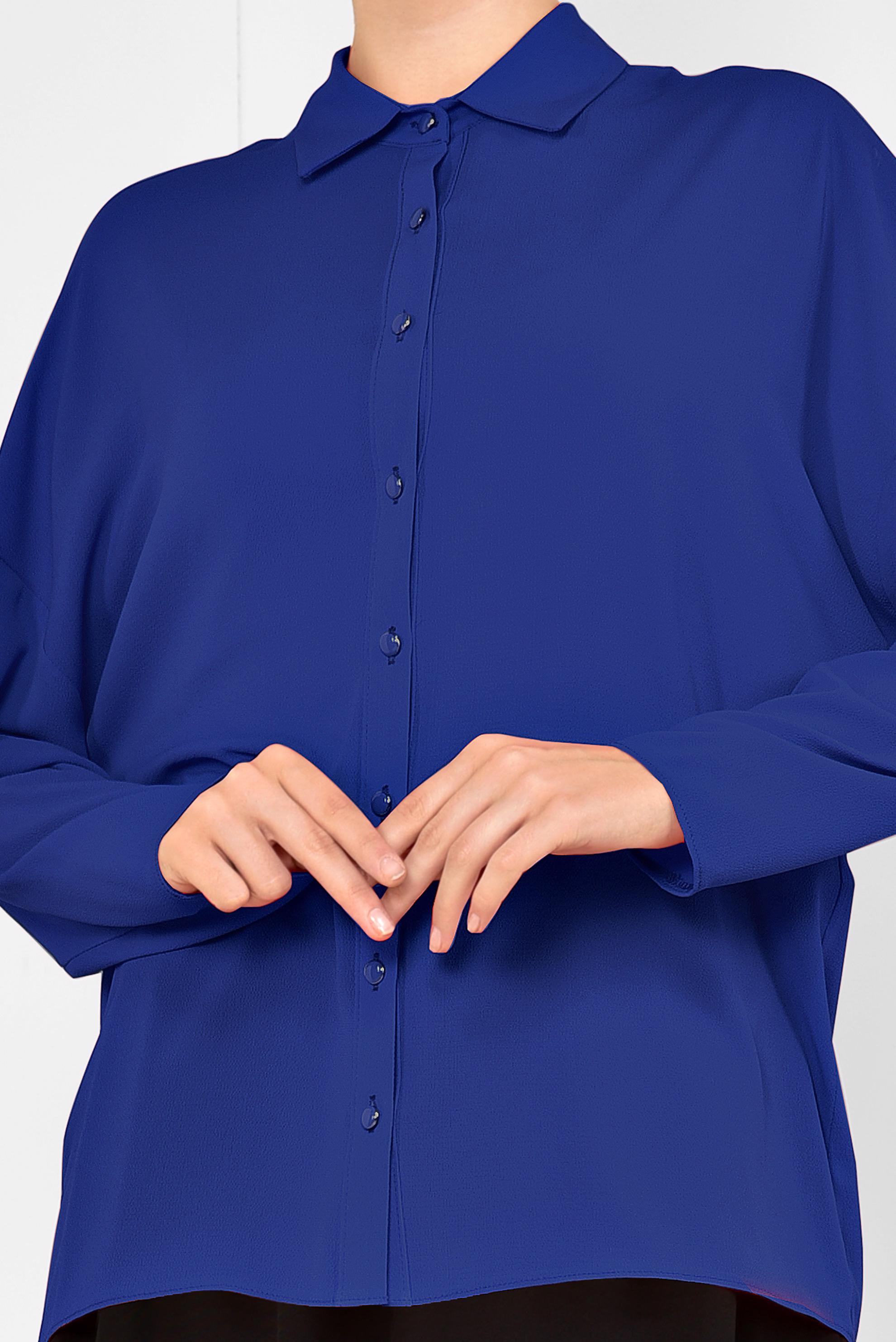 Tesettür giyim LACİVERT ÖNDEN DÜĞMELİ KLASİK BLUZ 4887	