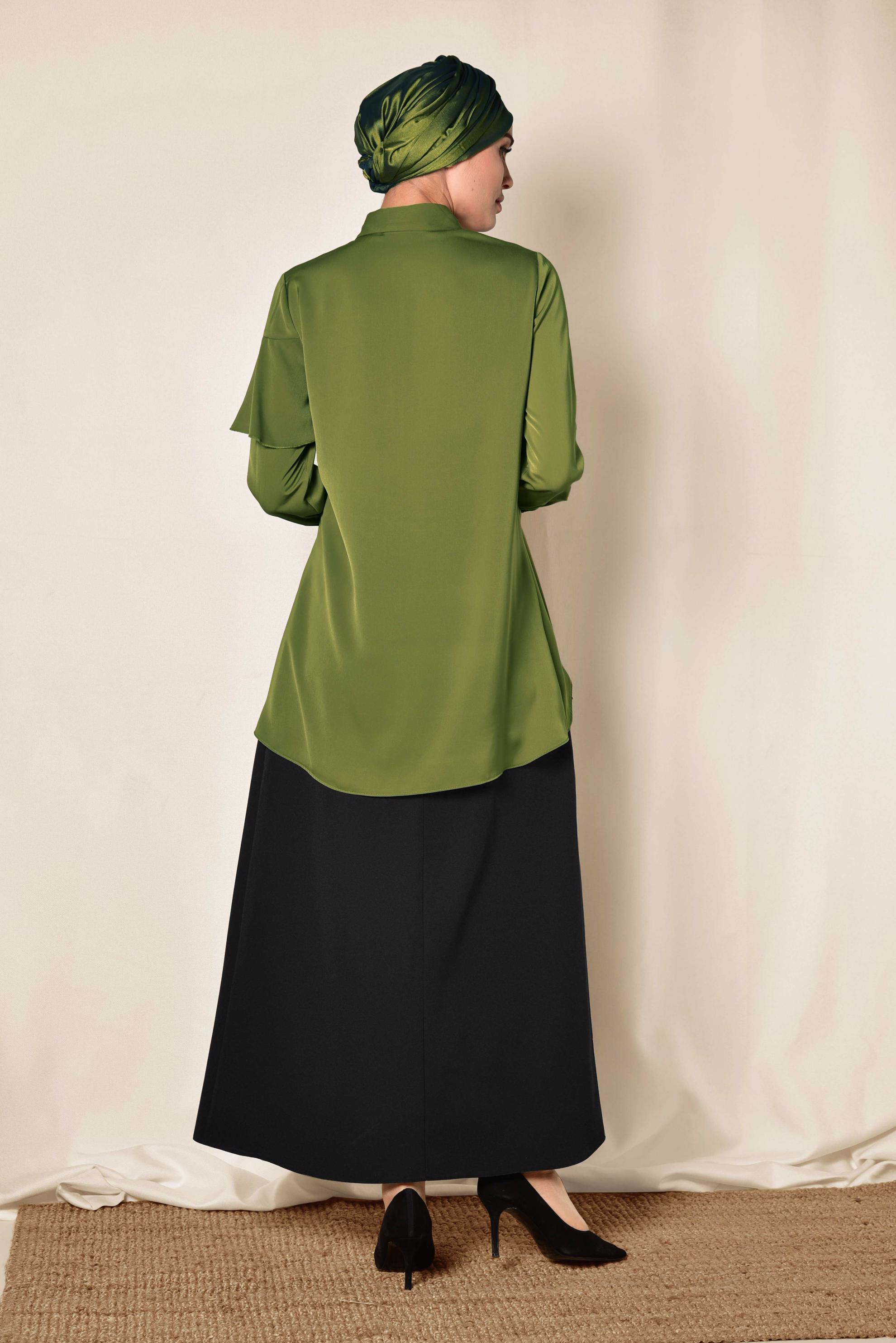 Hijab clothing KHAKI FRILL DETAIL BLOUSE 4917 