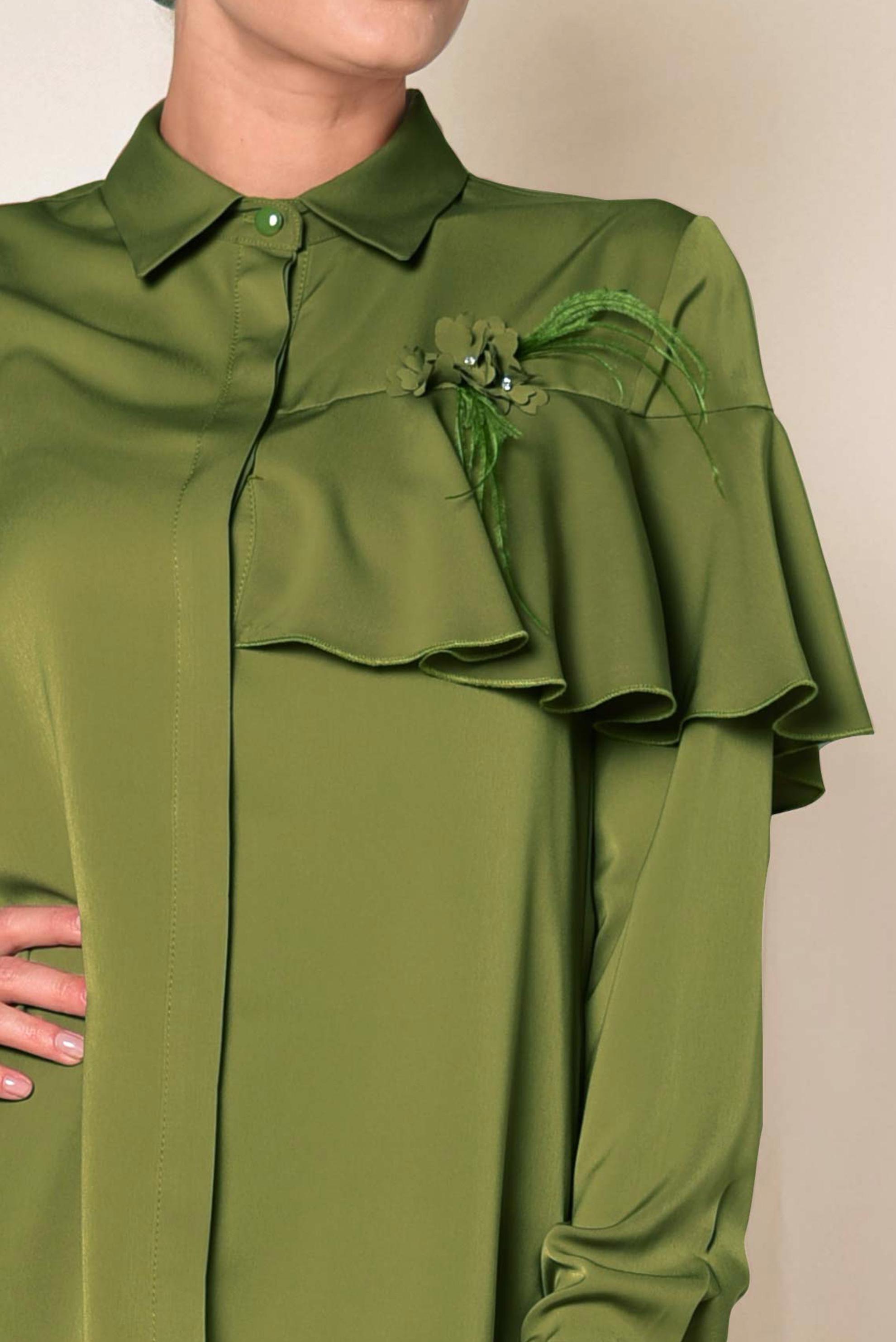 Hijab clothing KHAKI FRILL DETAIL BLOUSE 4917 