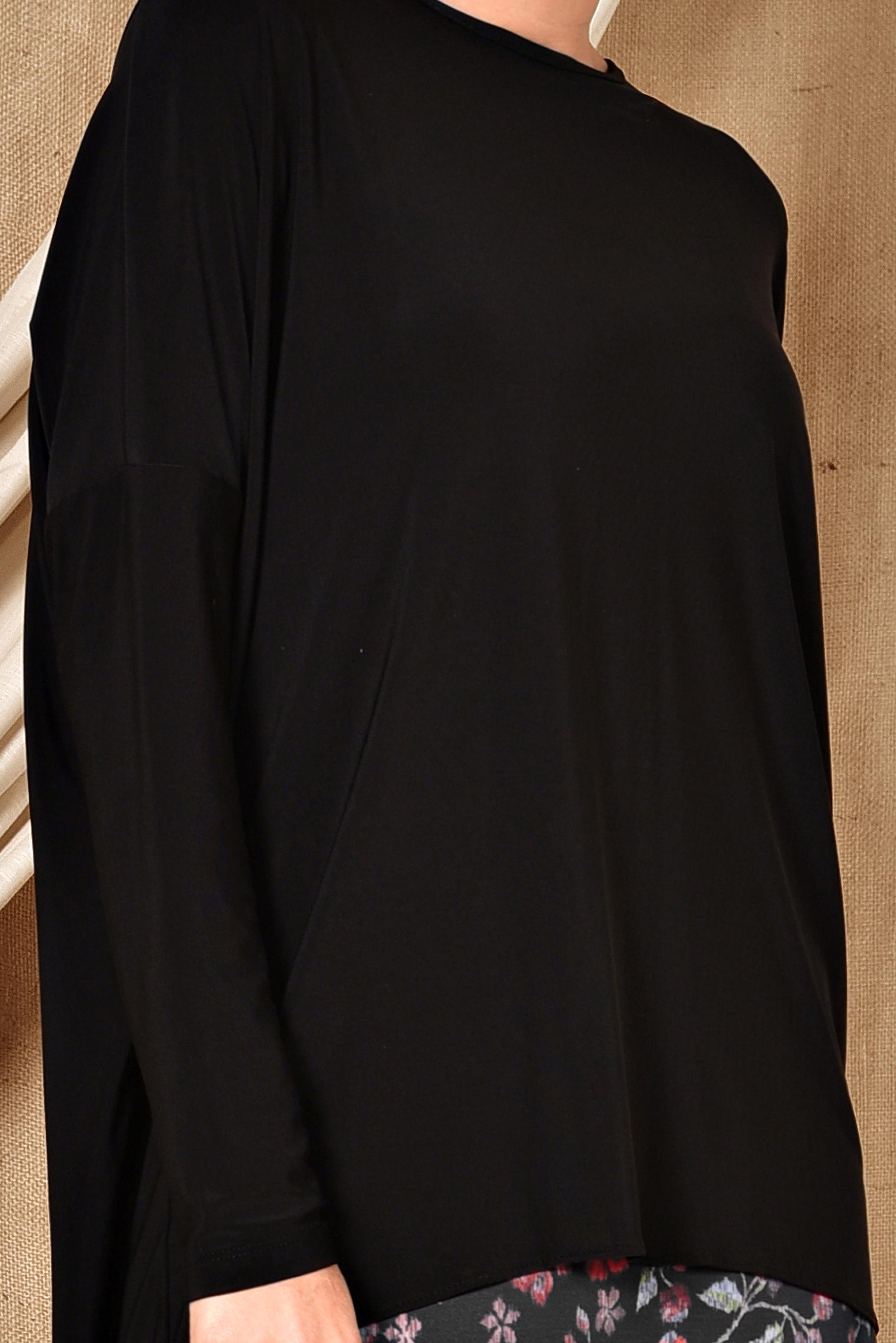 Tesettür giyim SİYAH ASİMETRİK KESİM BLUZ 4919