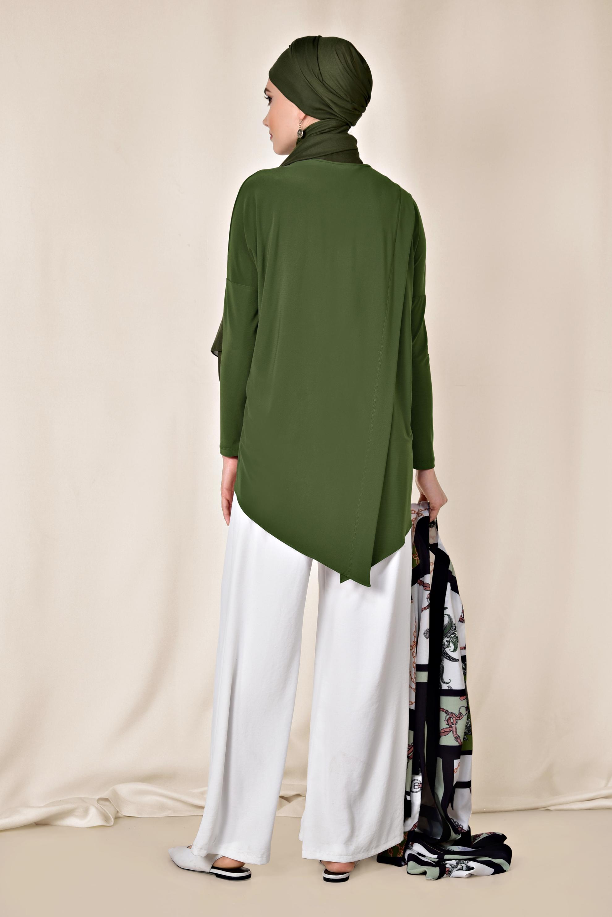 Hijab clothing KHAKI ASYMMETRIC CUT BLOUSE 4919 