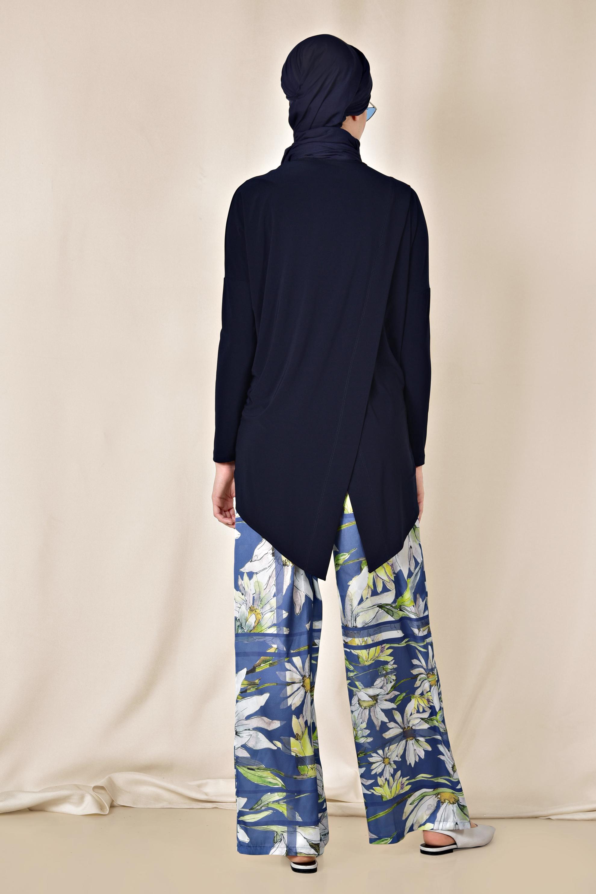 Hijab clothing NAVY BLUE ASYMMETRIC CUT BLOUSE 4919 