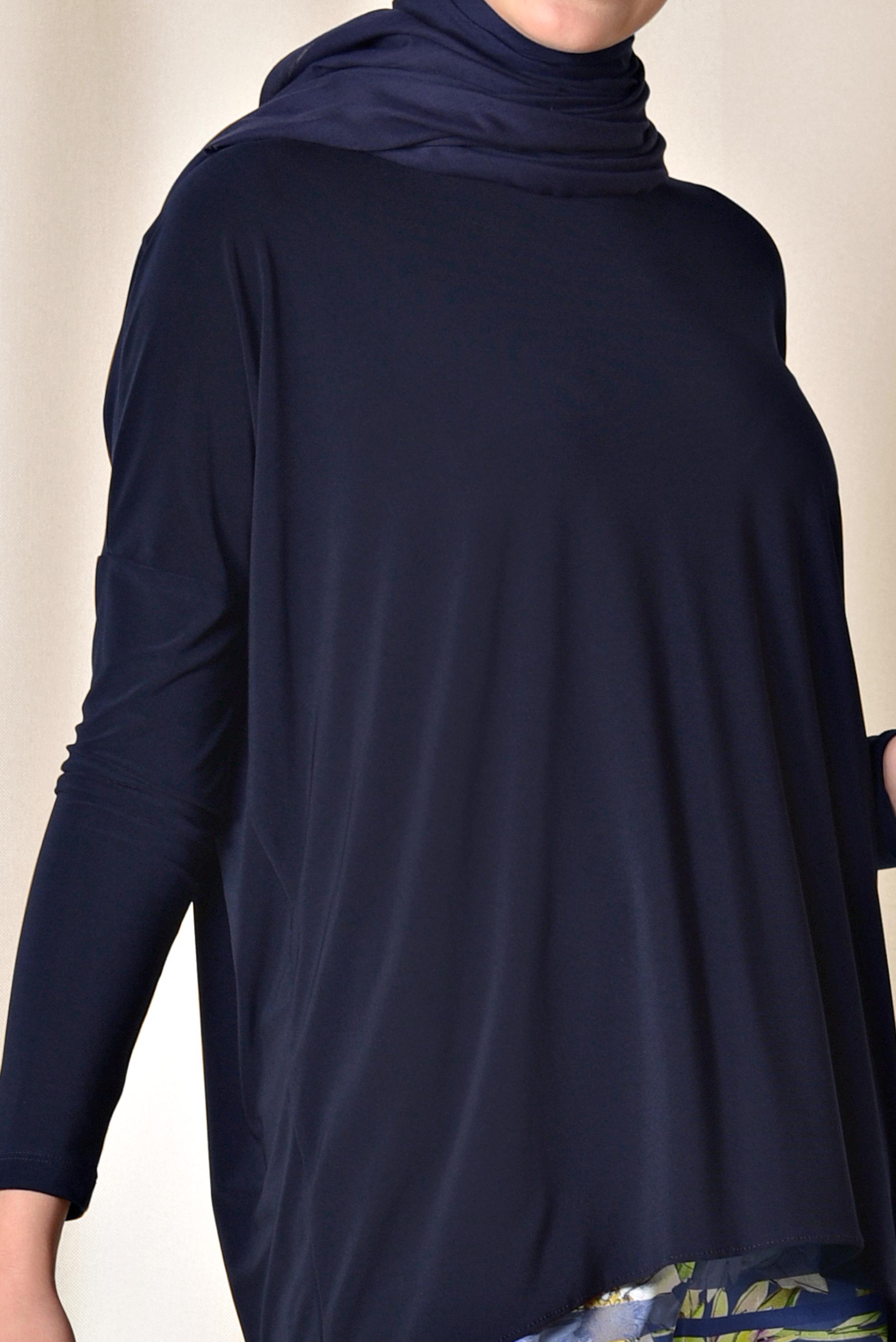 Hijab clothing NAVY BLUE ASYMMETRIC CUT BLOUSE 4919 