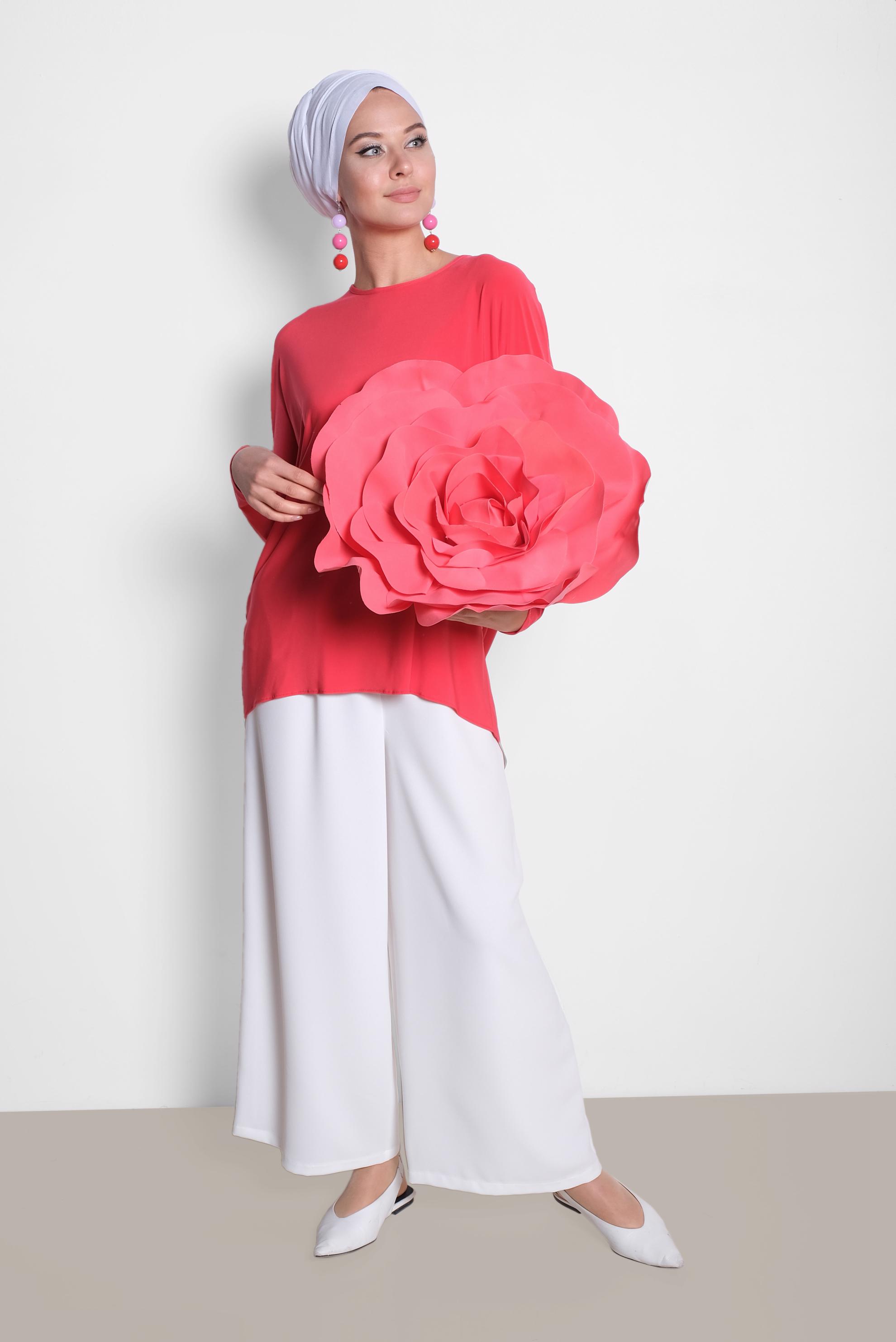 Tesettür giyim MERCAN ASİMETRİK KESİM BLUZ 4919