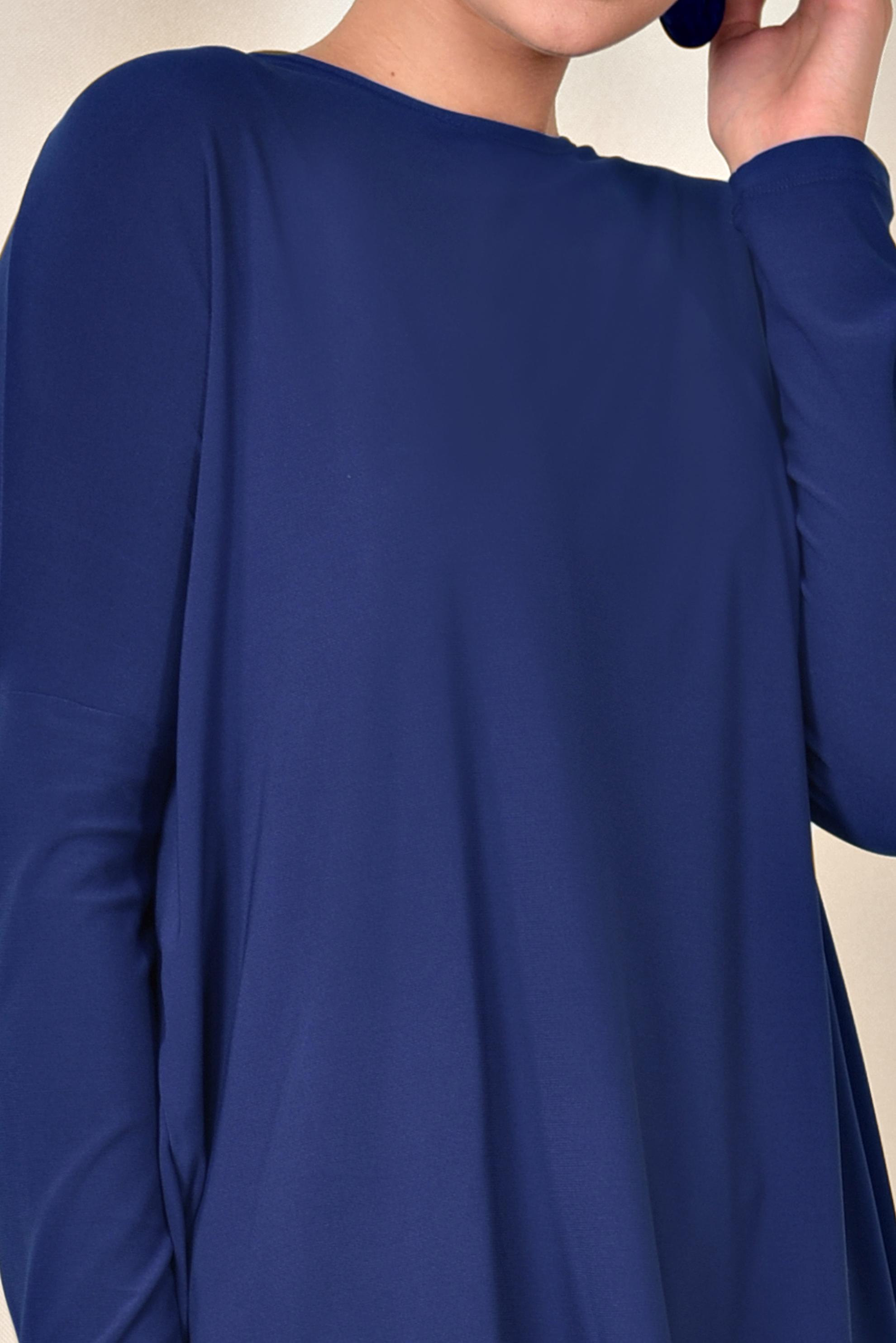 Hijab clothing NAVY BLUE ASYMMETRIC CUT BLOUSE 4919 