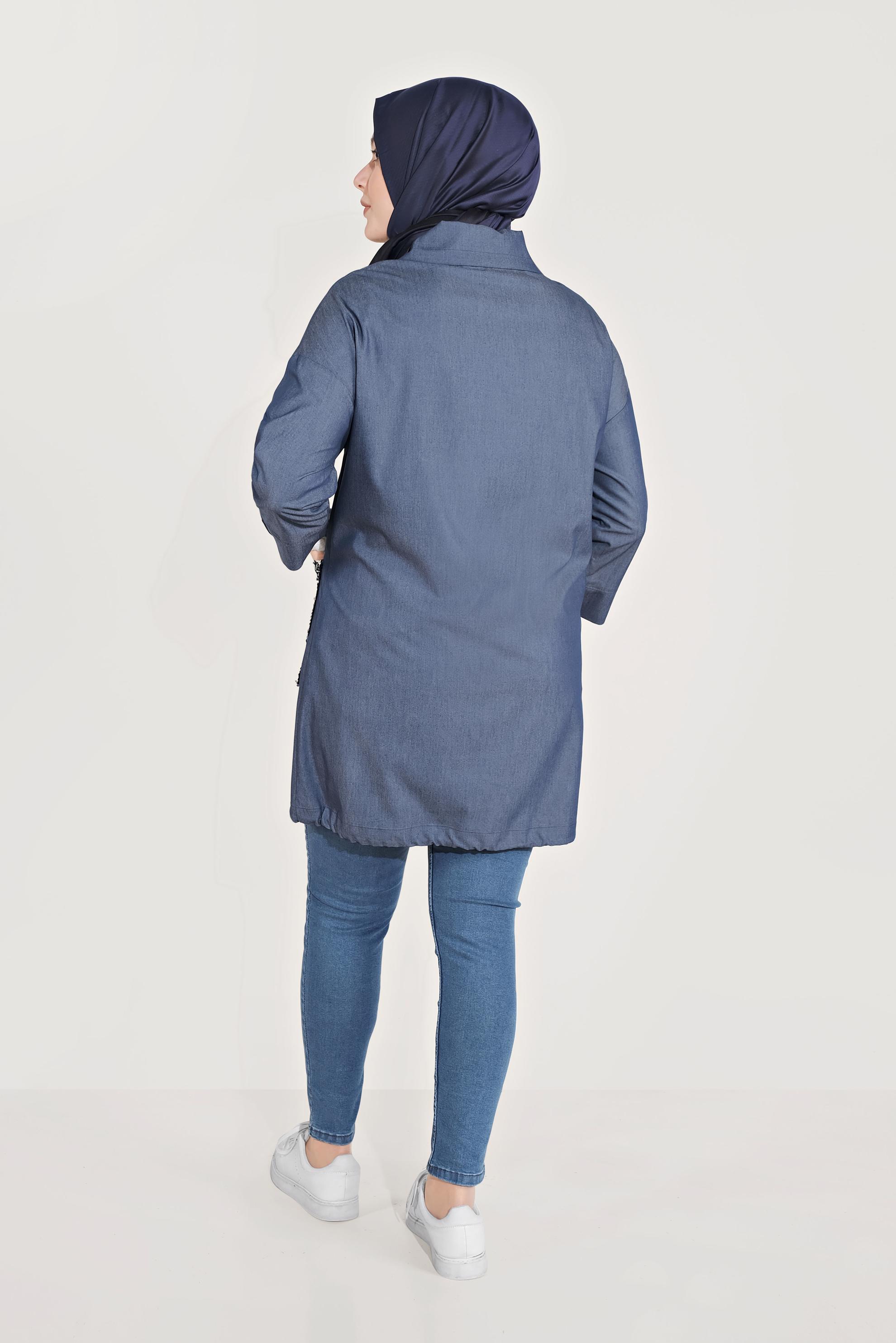 Tesettür giyim LACİVERT CEPLERİ PUL PAYET DETAYLI CEKET 40440 