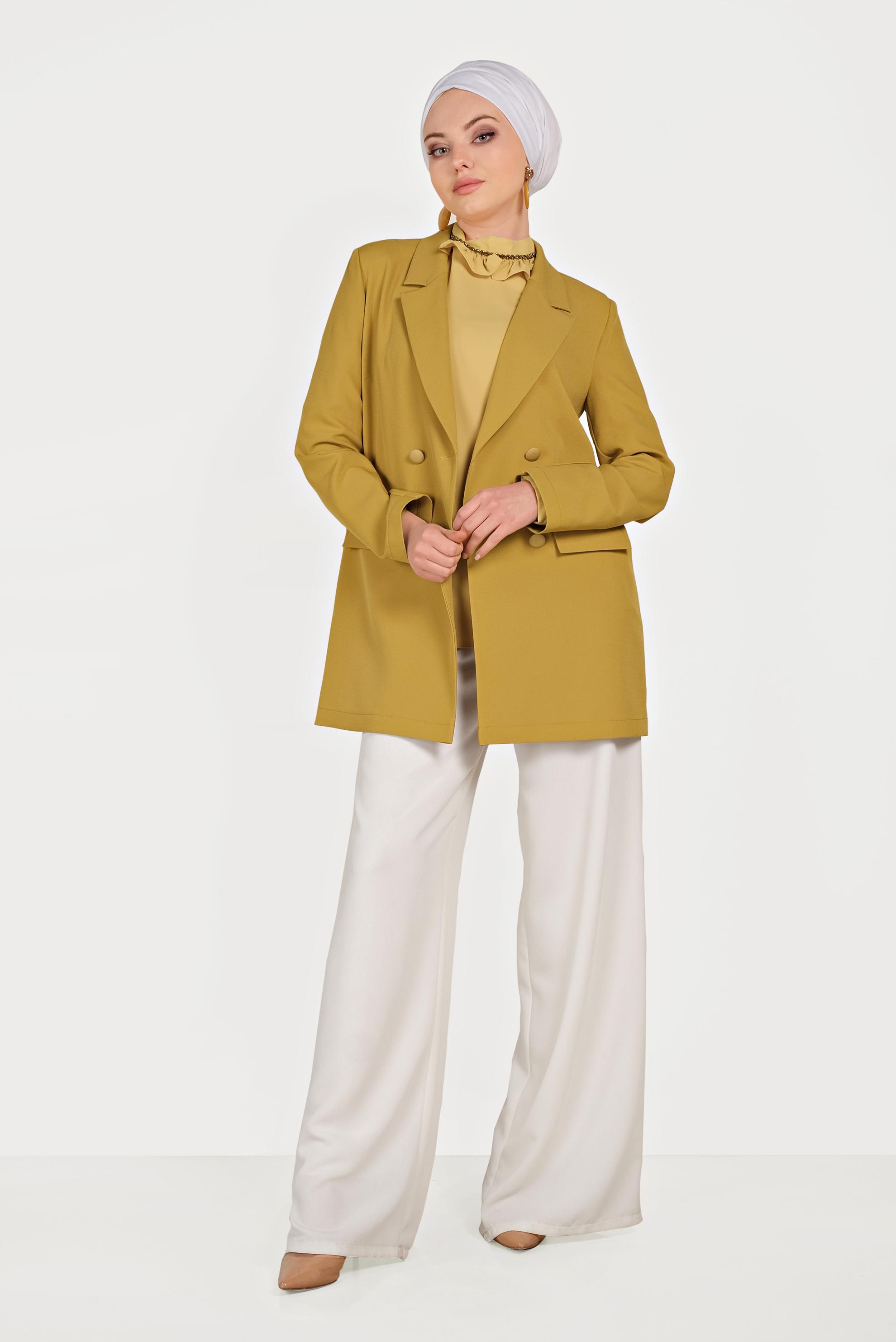 Hijab clothing YELLOW TWILLED AND BUTTONED JACKET 40557