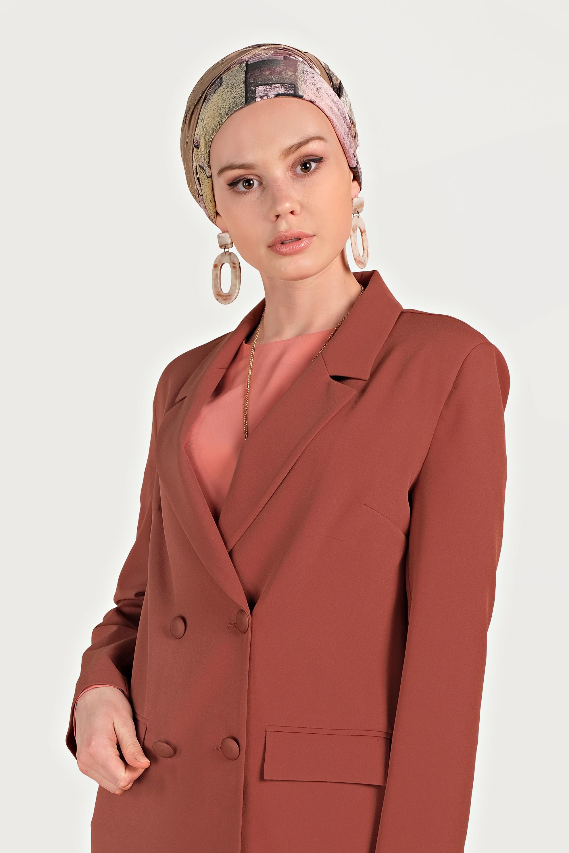 Hijab clothing ORANGE TWILLED AND BUTTONED JACKET 40557