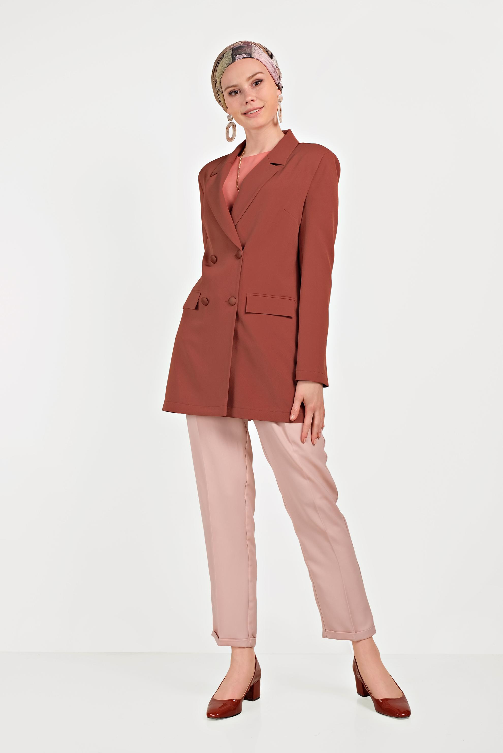 Hijab clothing ORANGE TWILLED AND BUTTONED JACKET 40557