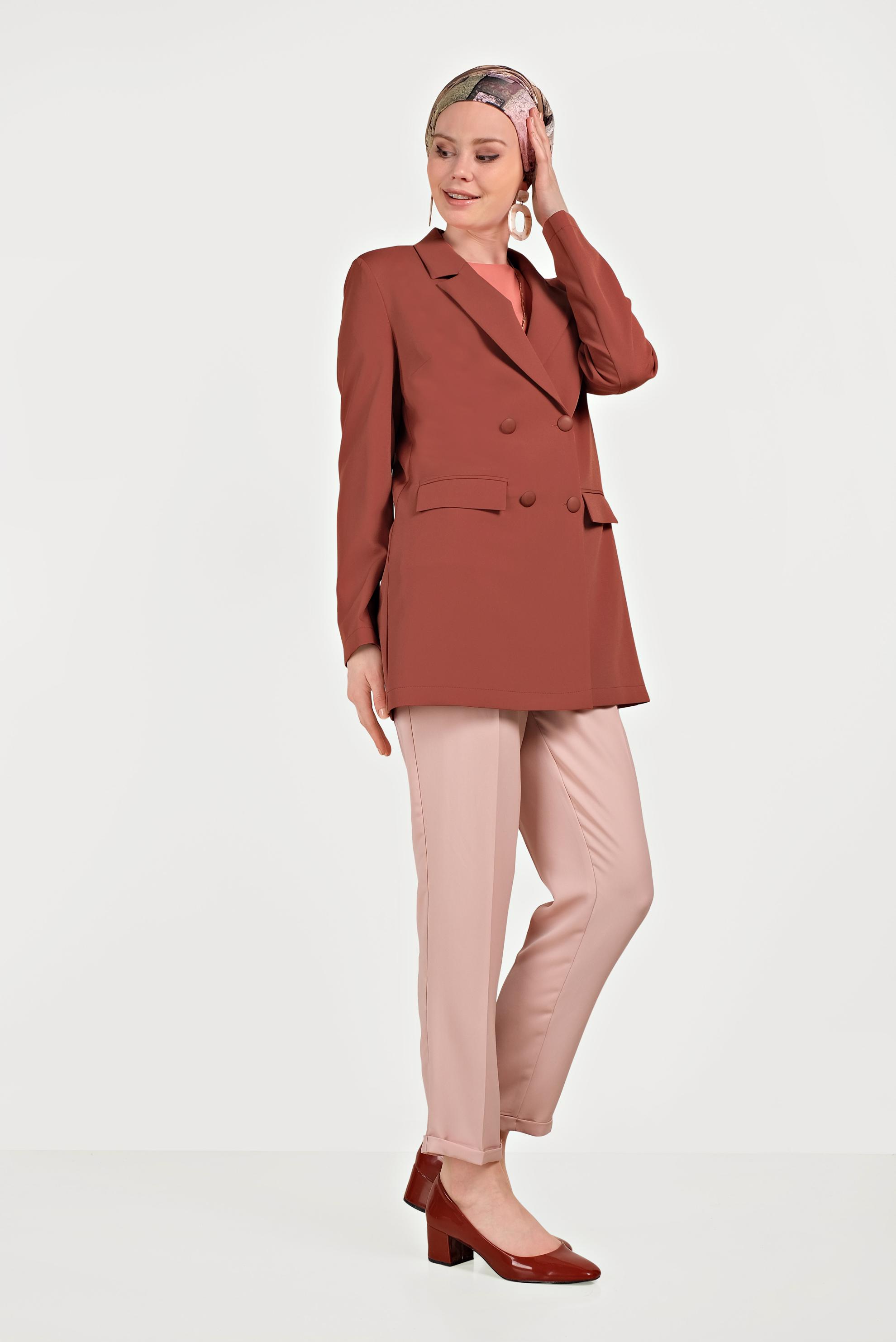 Hijab clothing ORANGE TWILLED AND BUTTONED JACKET 40557