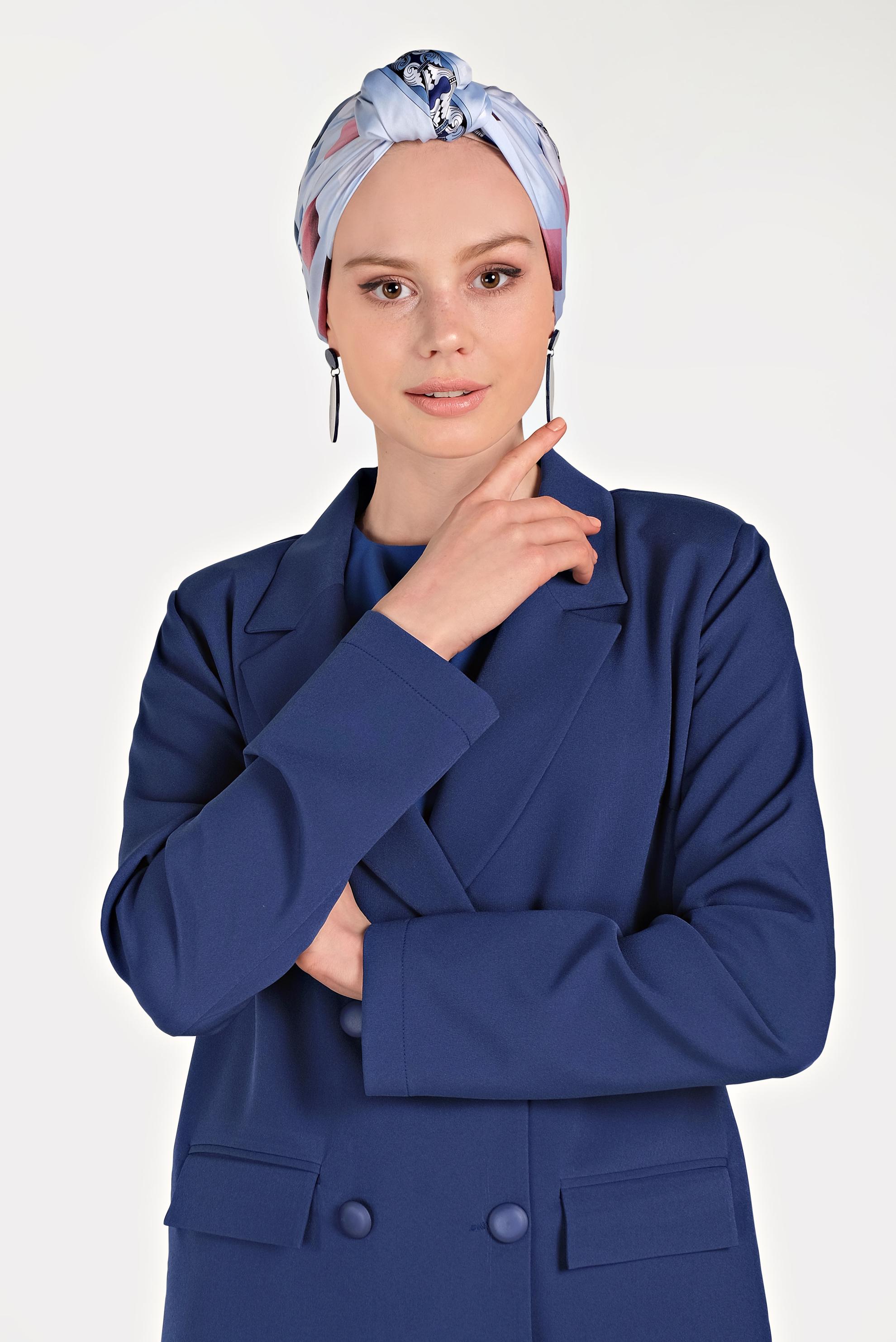 Hijab clothing NAVY BLUE TWILLED AND BUTTONED JACKET 40557