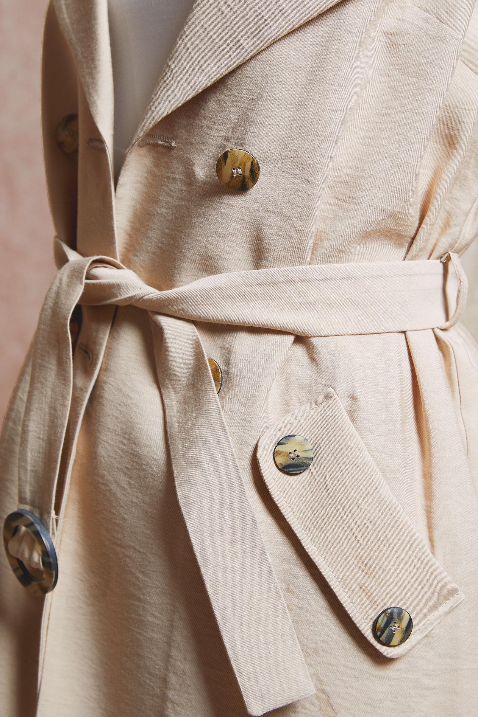 Tesettür giyim BEJ KRUVAZE YAKA OMUZLARI VOLANLI CEKET 4057