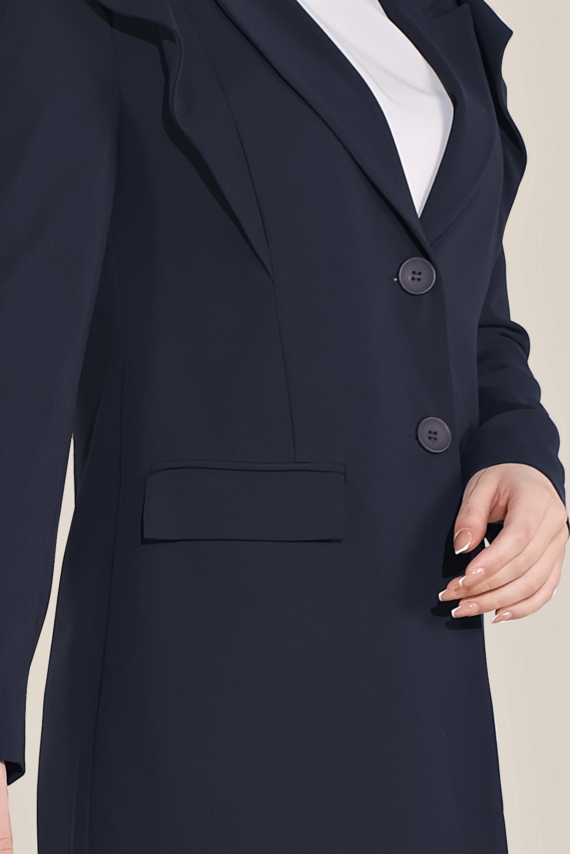 Tesettür giyim LACİVERT  KRUVAZE YAKA OMUZLARI VOLANLI CEKET 40579 