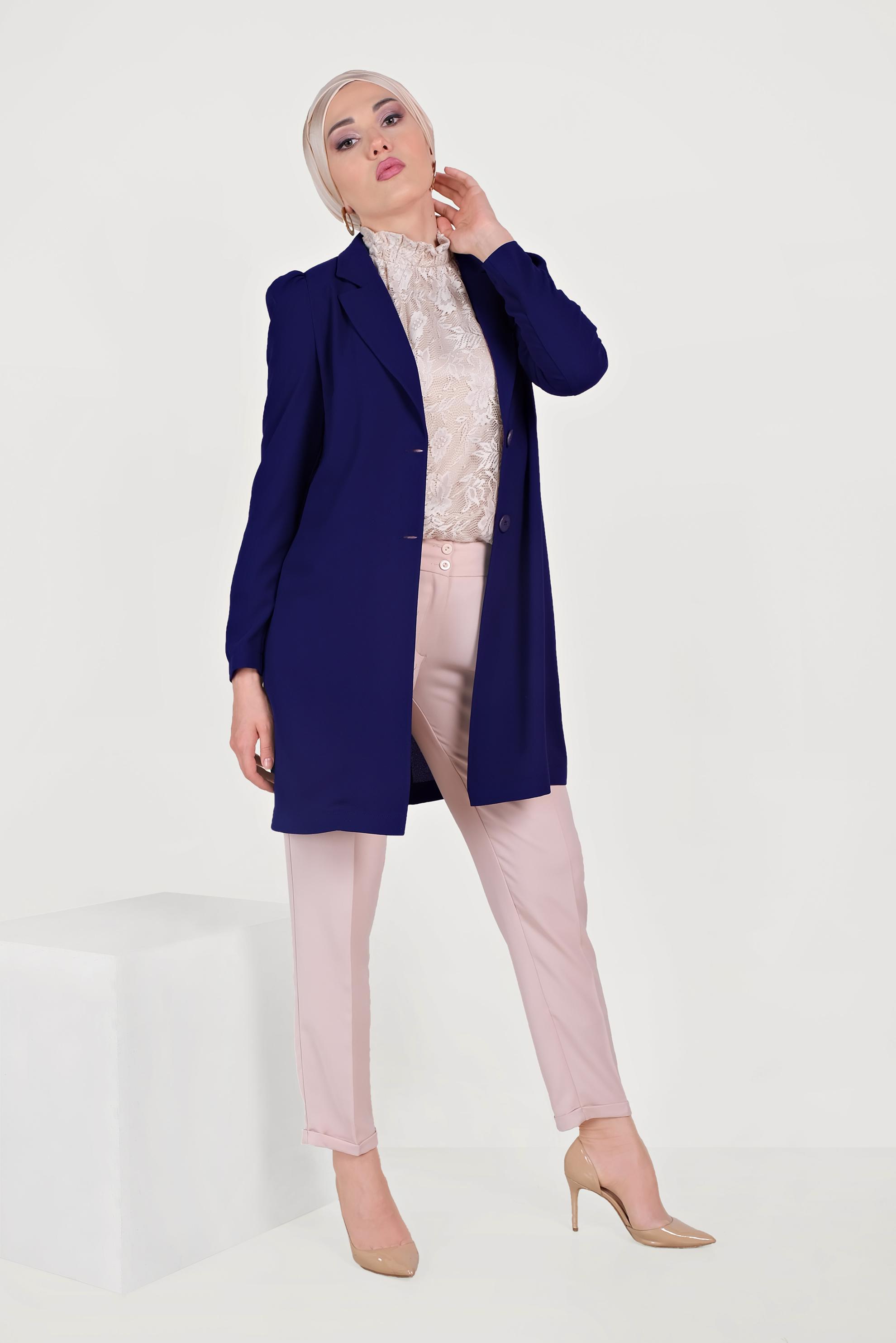 Tesettür giyim LACİVERT DÜĞMELİ CEKET 40617 