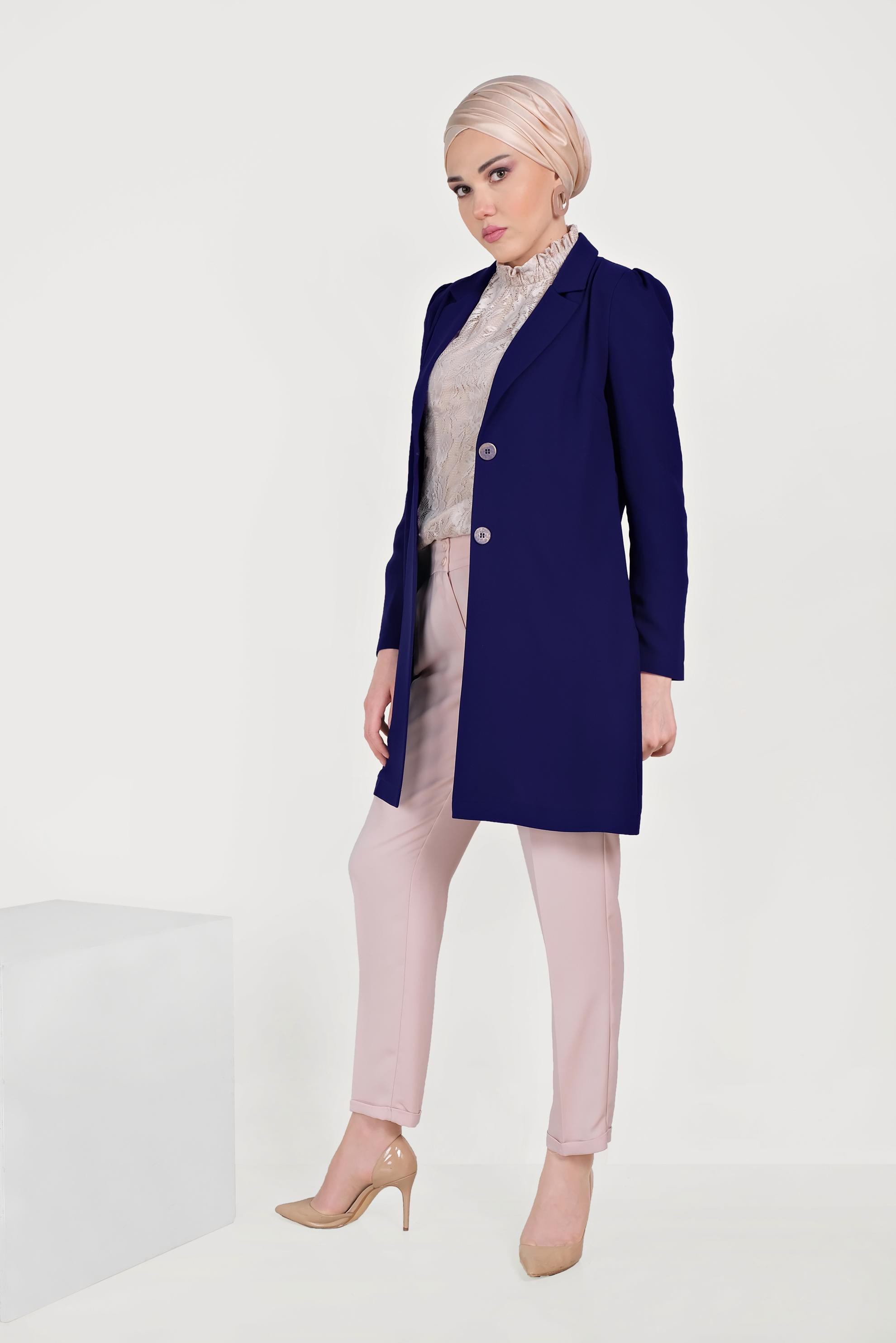 Tesettür giyim LACİVERT DÜĞMELİ CEKET 40617 
