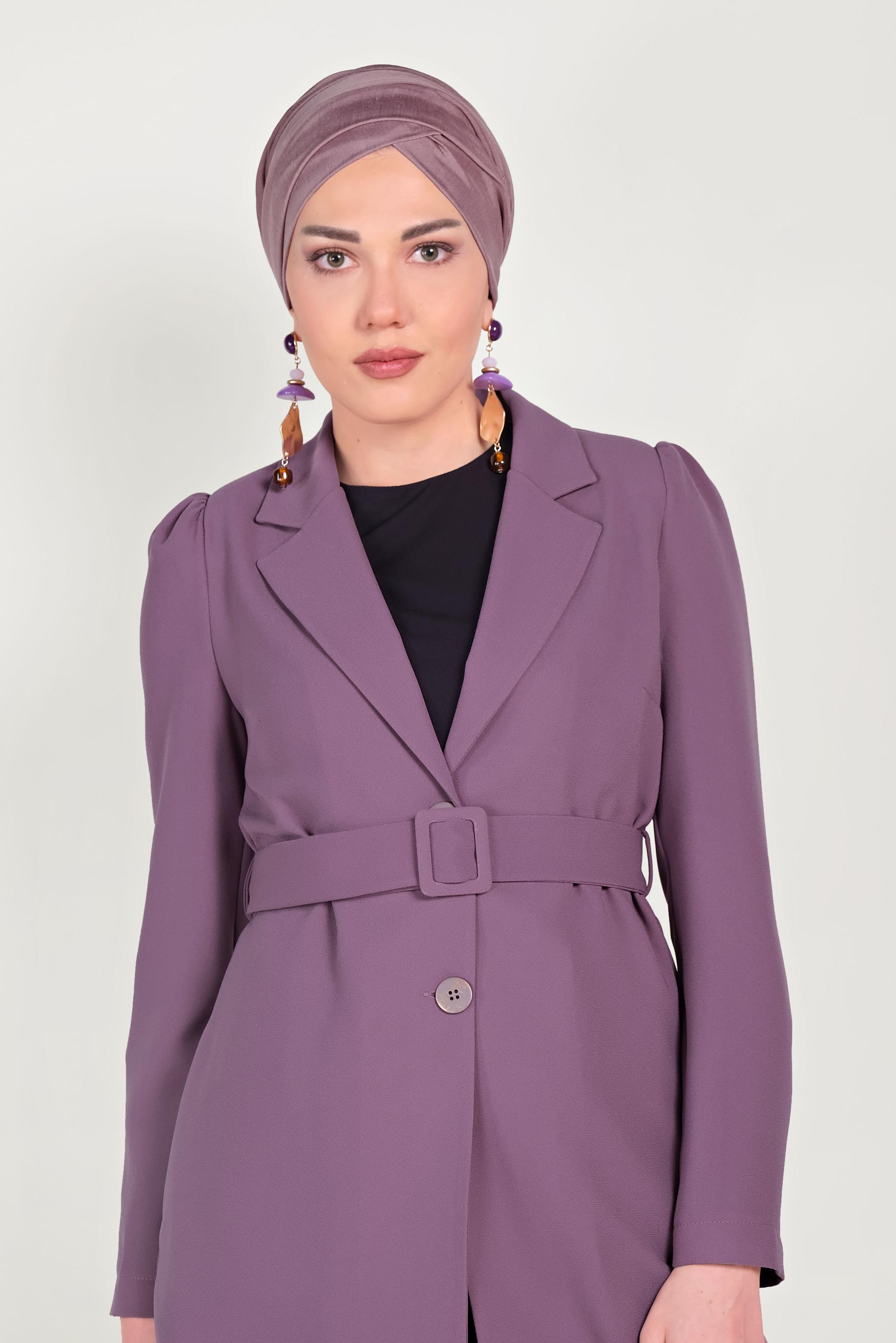 Tesettür giyim MOR DÜĞMELİ CEKET 40617 