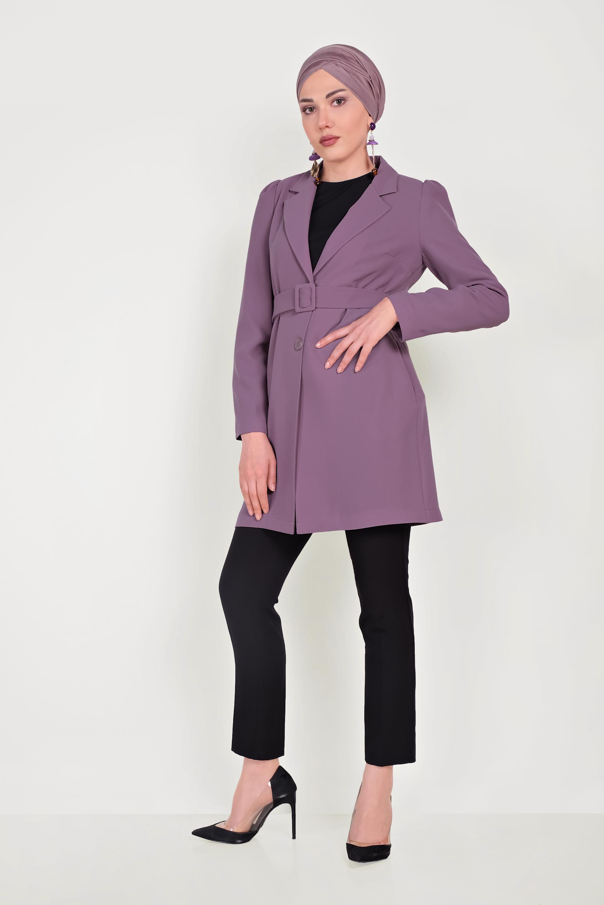 Tesettür giyim MOR DÜĞMELİ CEKET 40617 