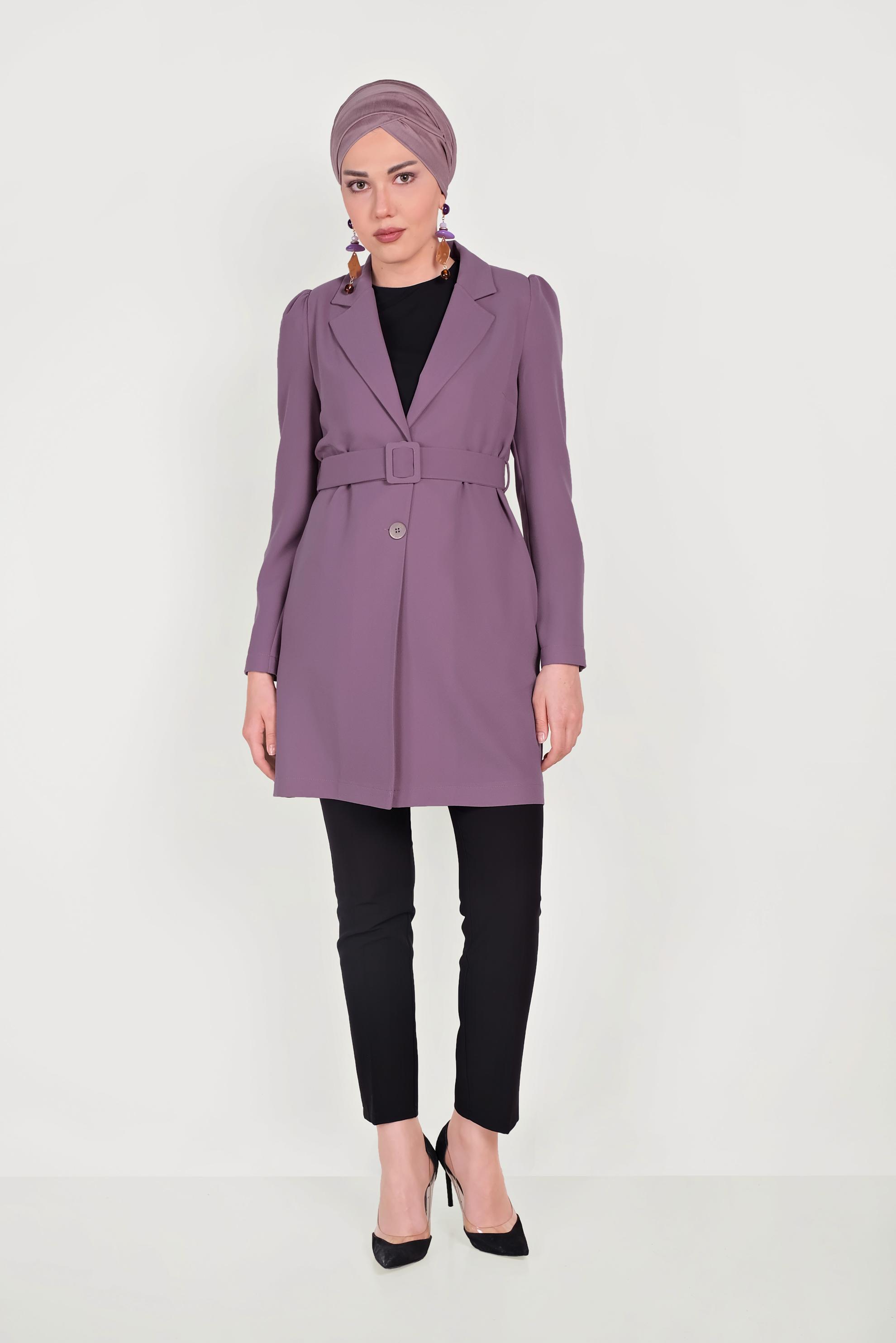 Tesettür giyim MOR DÜĞMELİ CEKET 40617 