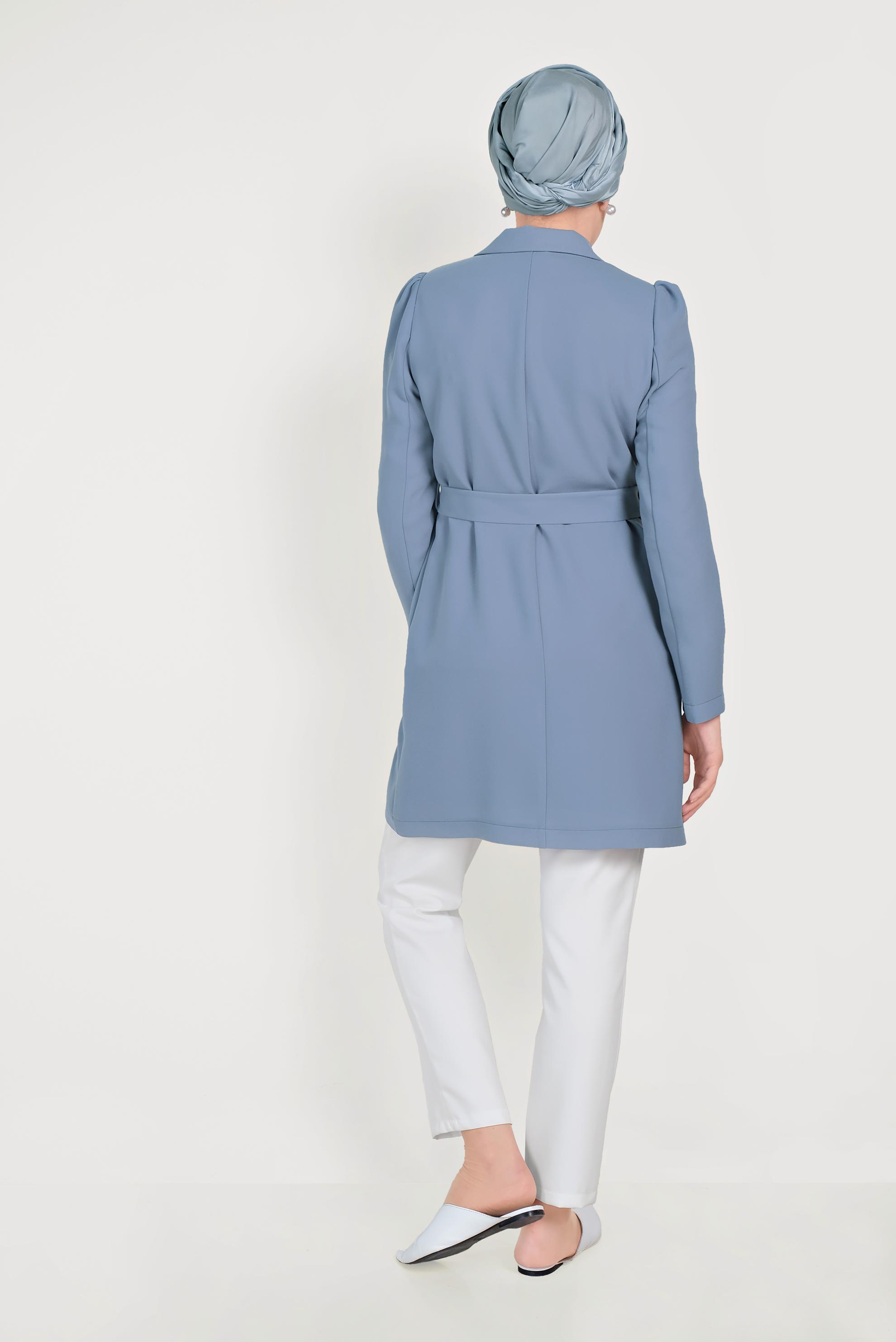 Tesettür giyim MAVİ DÜĞMELİ CEKET 40617 