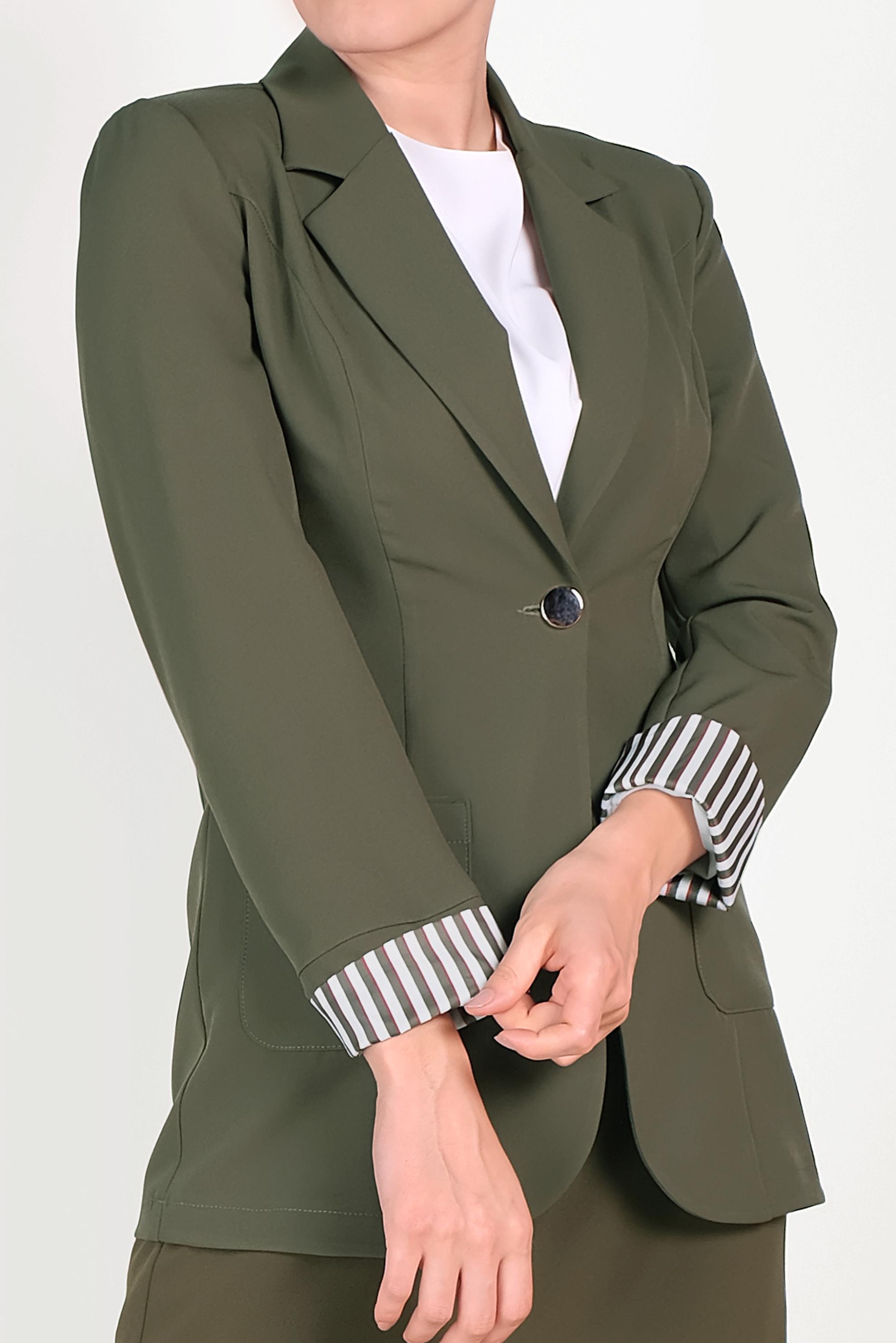 Tesettür giyim HAKİ DÜĞMELİ KLASİK KESİM CEKET 40725