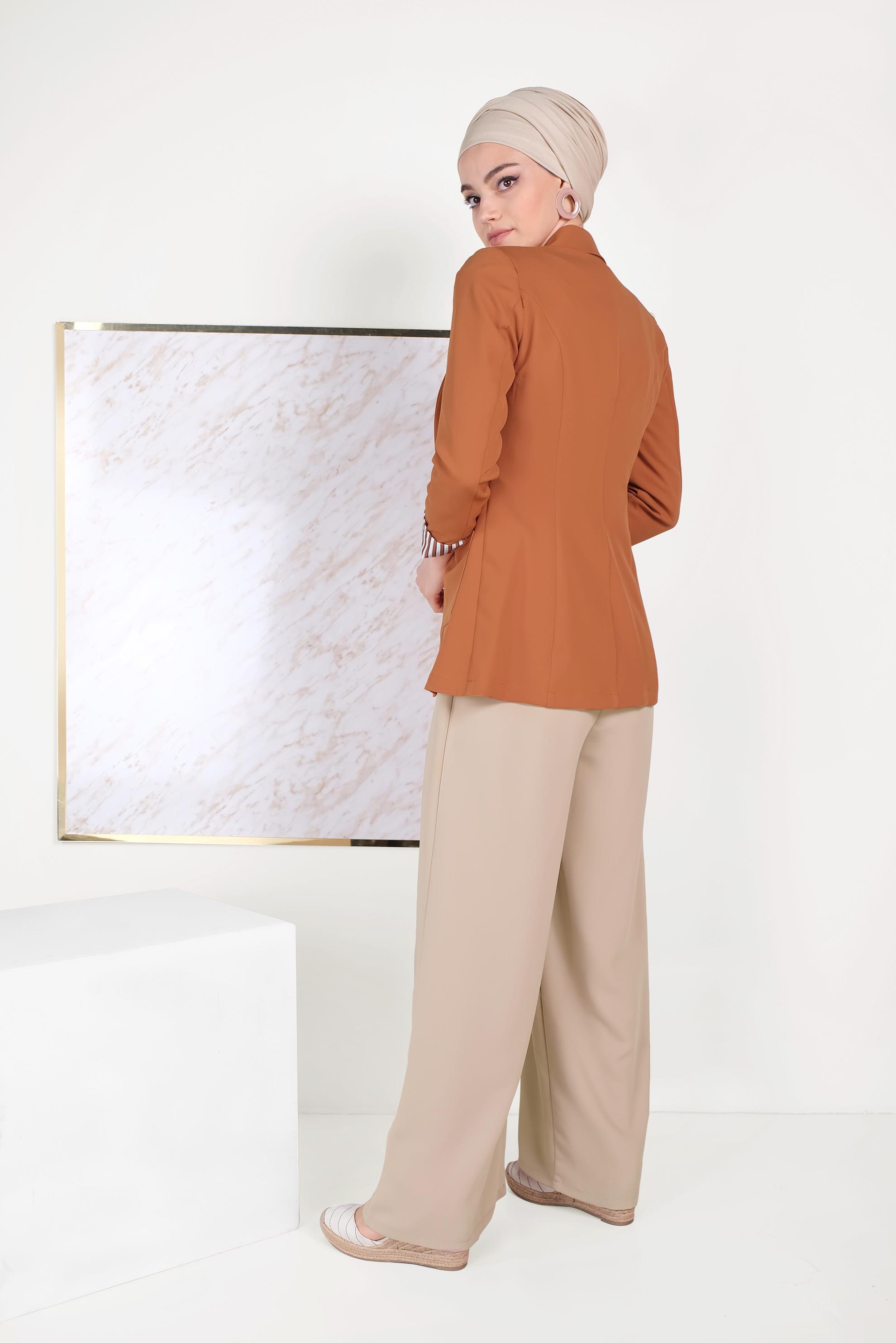 Tesettür giyim TURUNCU DÜĞMELİ KLASİK KESİM CEKET 40725