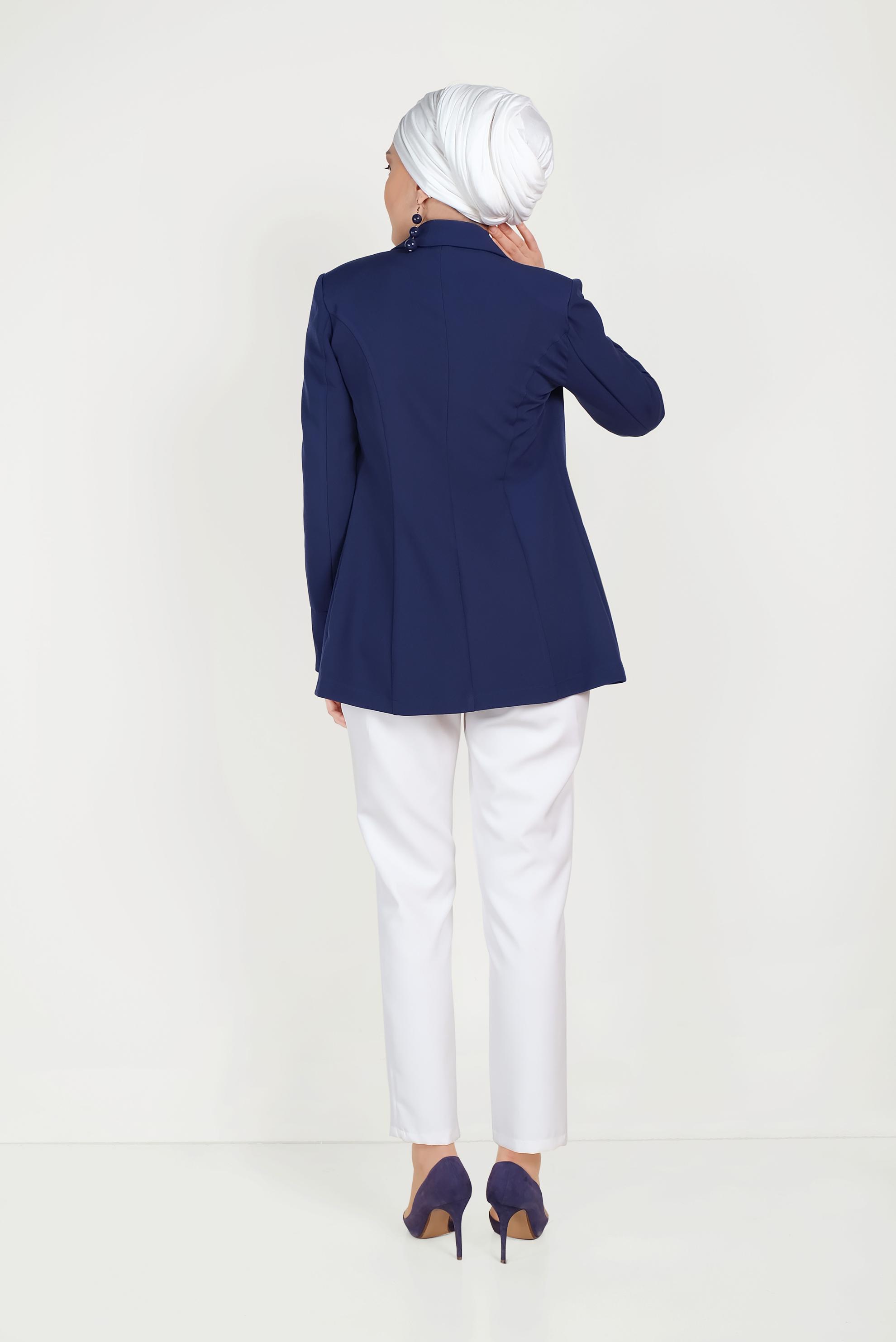 Tesettür giyim LACİVERT DÜĞMELİ KLASİK KESİM CEKET 40725