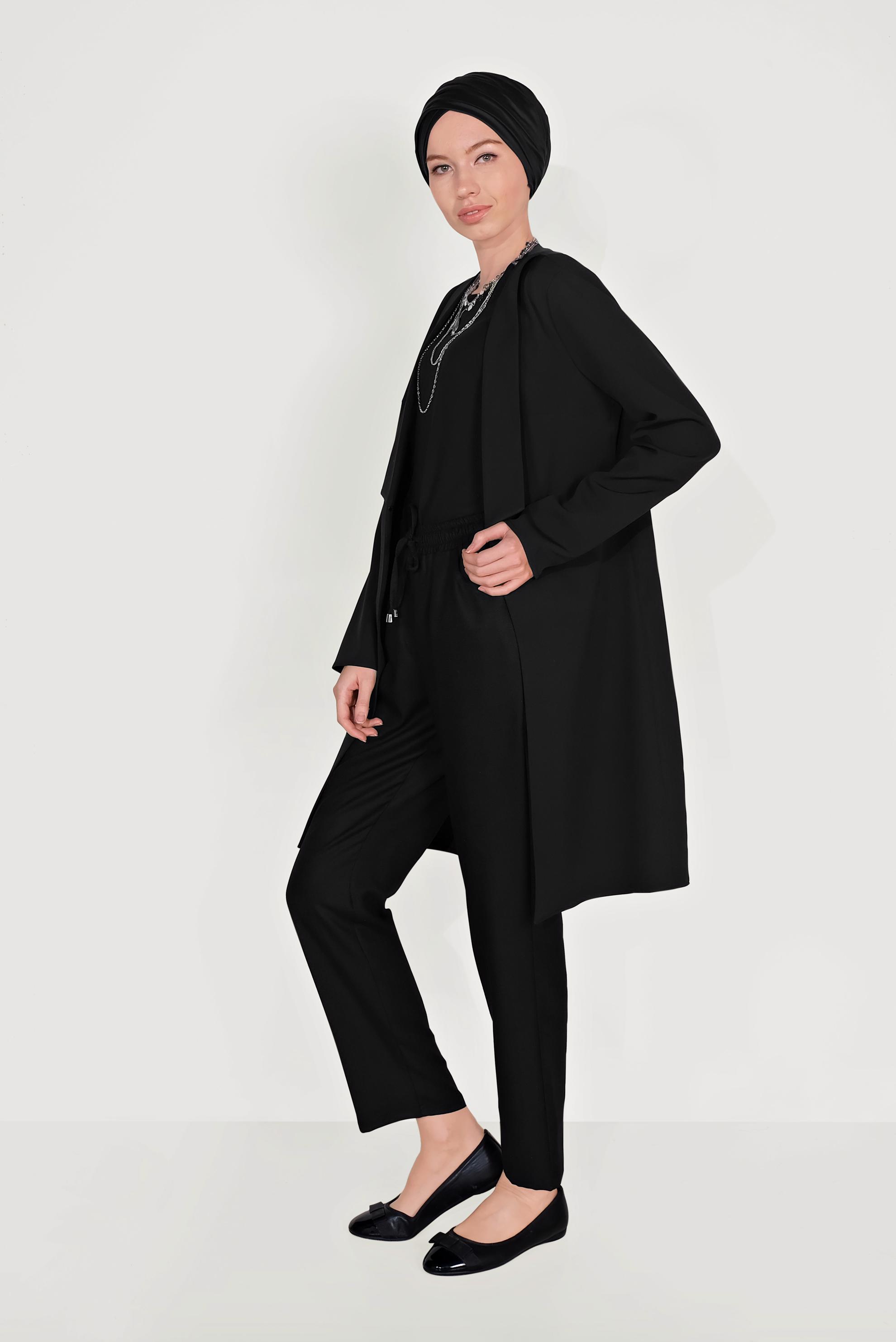 Tesettür giyim SİYAH FERMUAR DETAYLI CEKET 40742