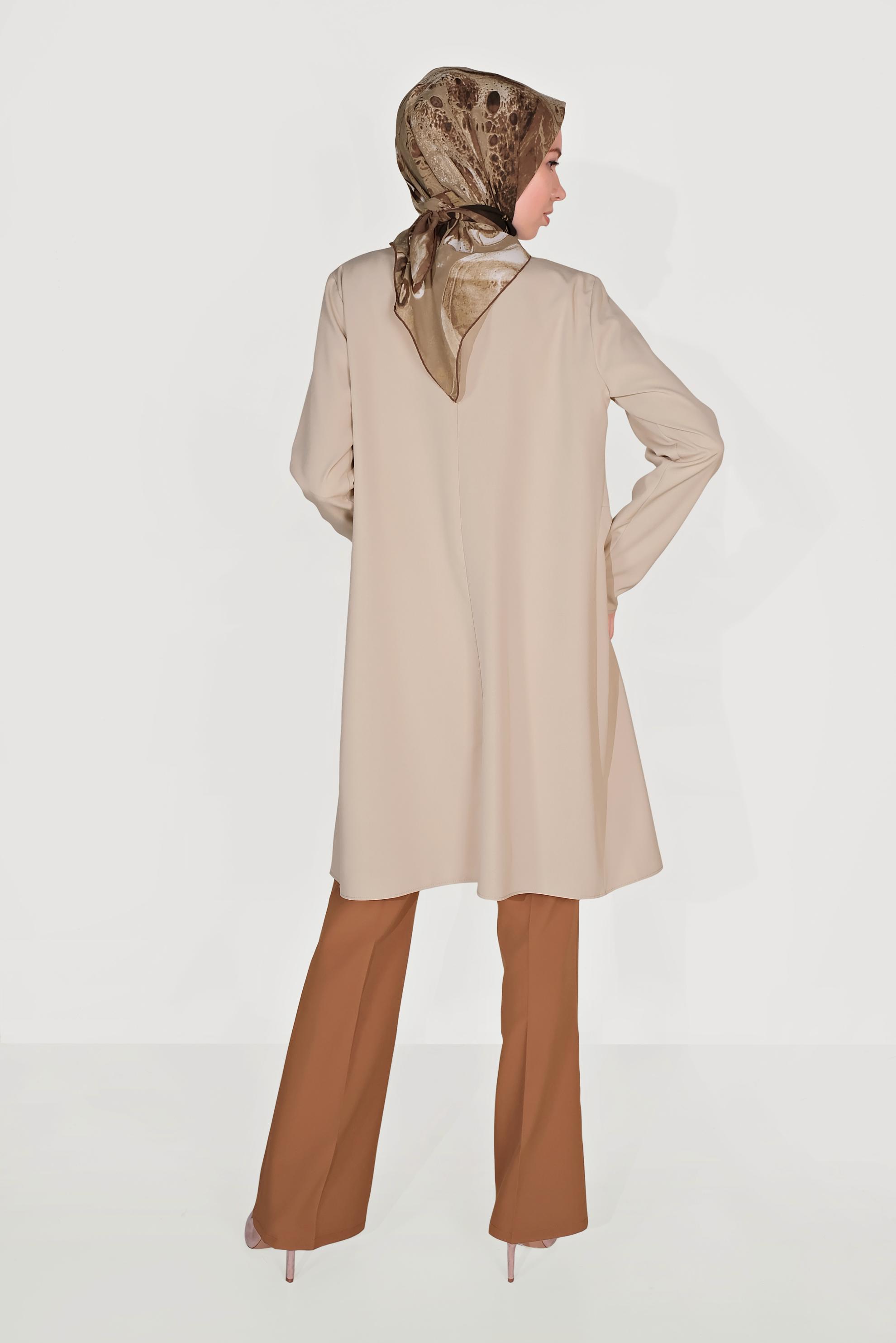 Hijab clothing BEIGE ZIPPER DETAILED JACKET 40742 