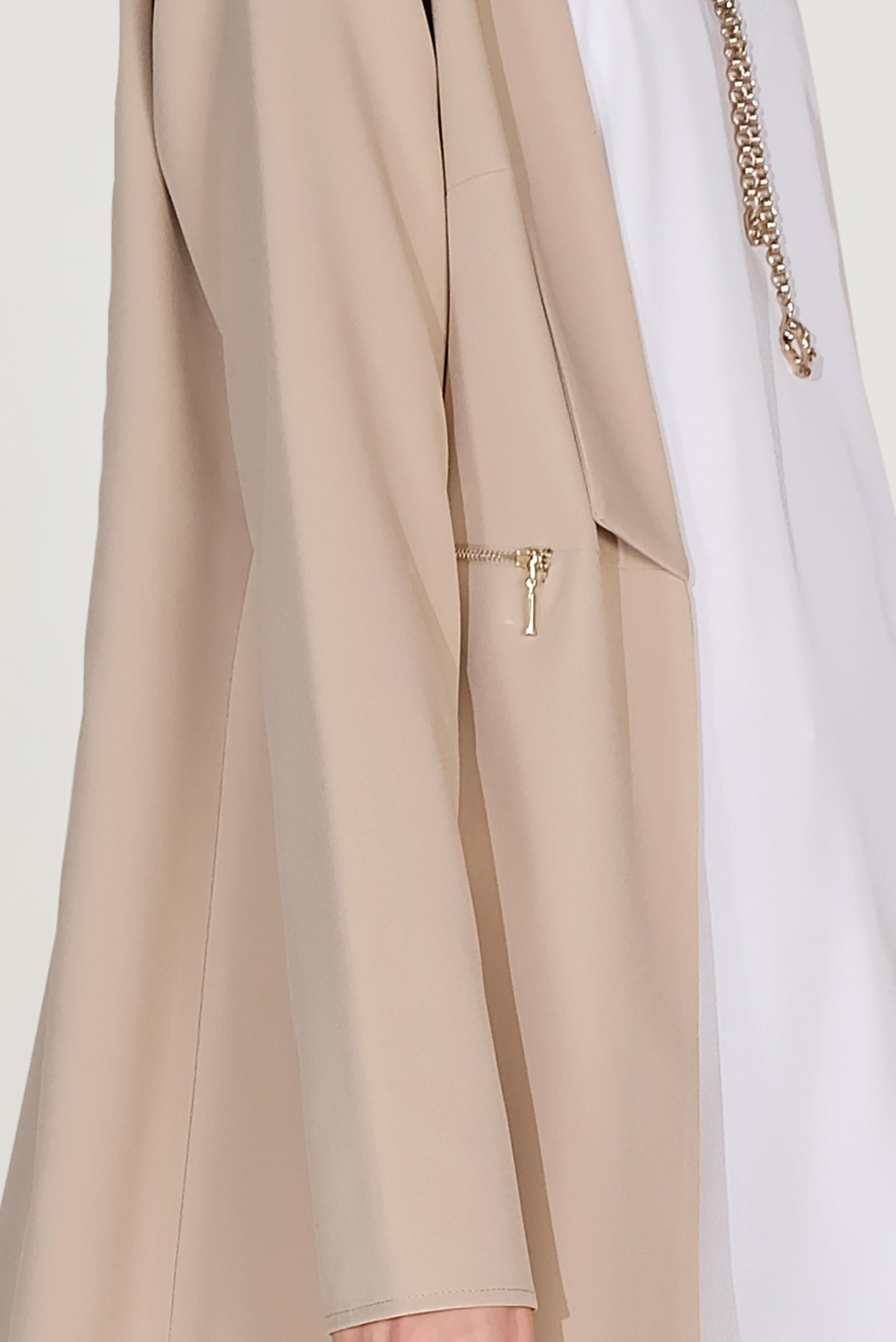 Hijab clothing BEIGE ZIPPER DETAILED JACKET 40742 