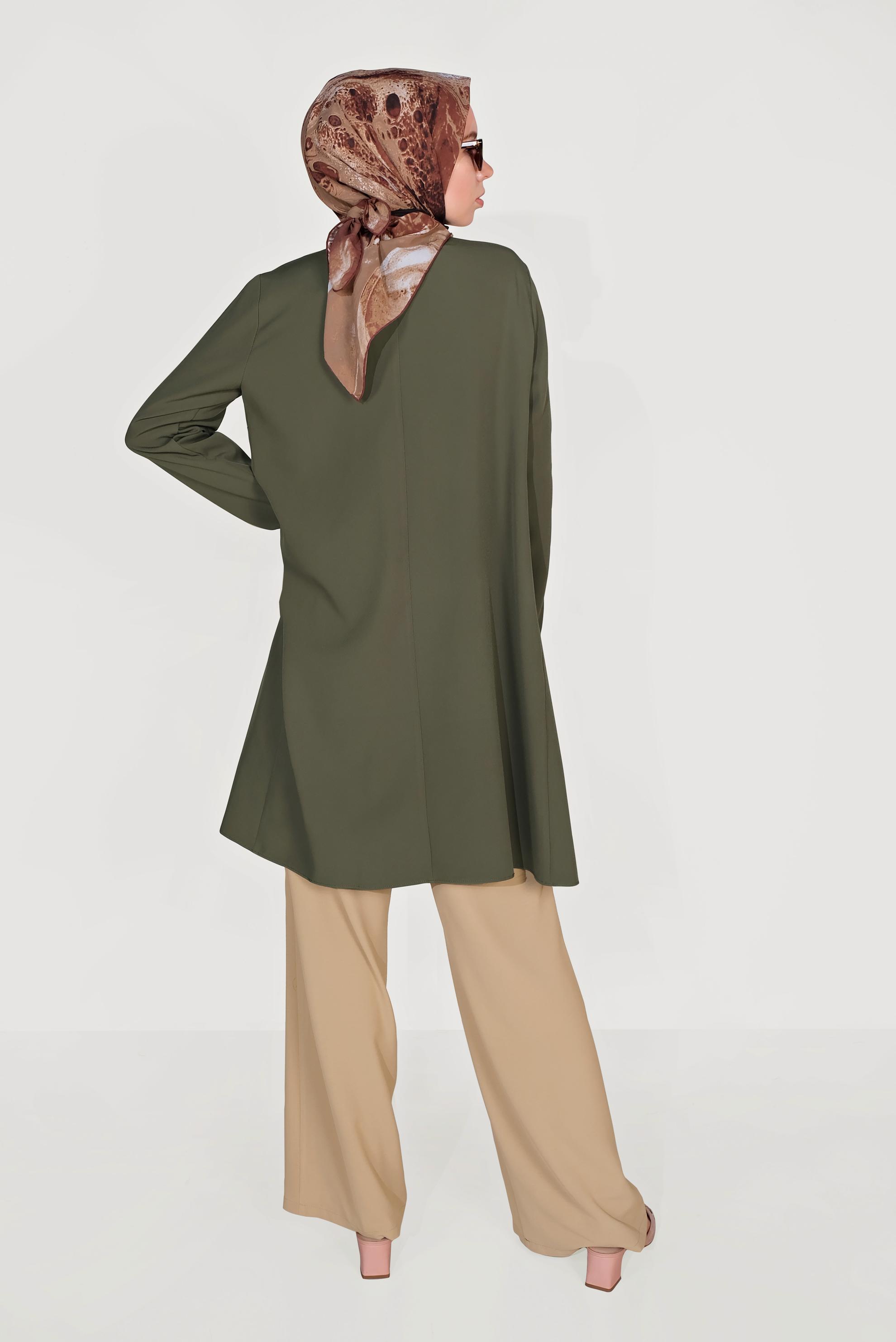 Hijab clothing KHAKI ZIPPER DETAILED JACKET 40742 