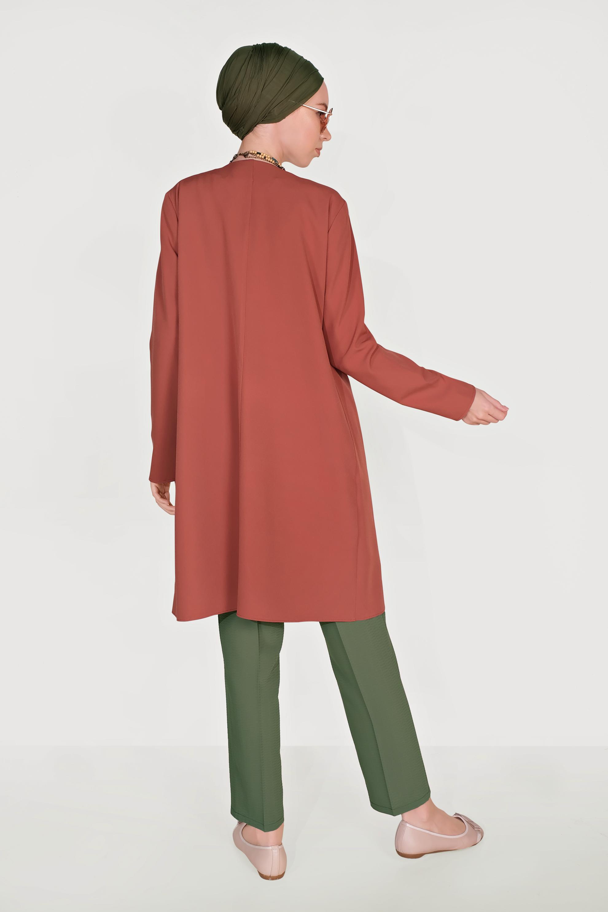 Tesettür giyim TURUNCU FERMUAR DETAYLI CEKET 40742