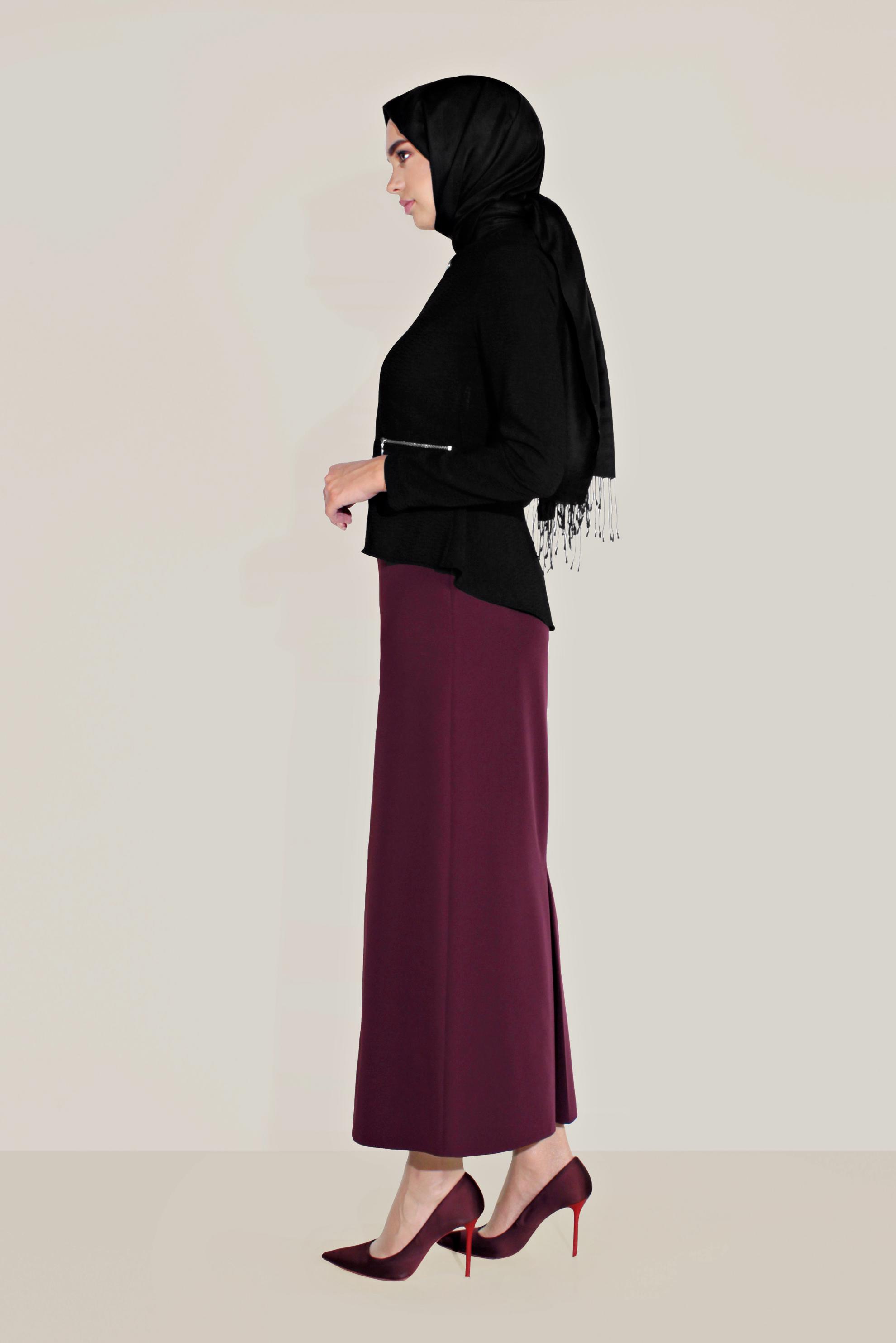 Tesettür giyim SİYAH FERMUARLI BİSİKLET YAKA CEKET 40761