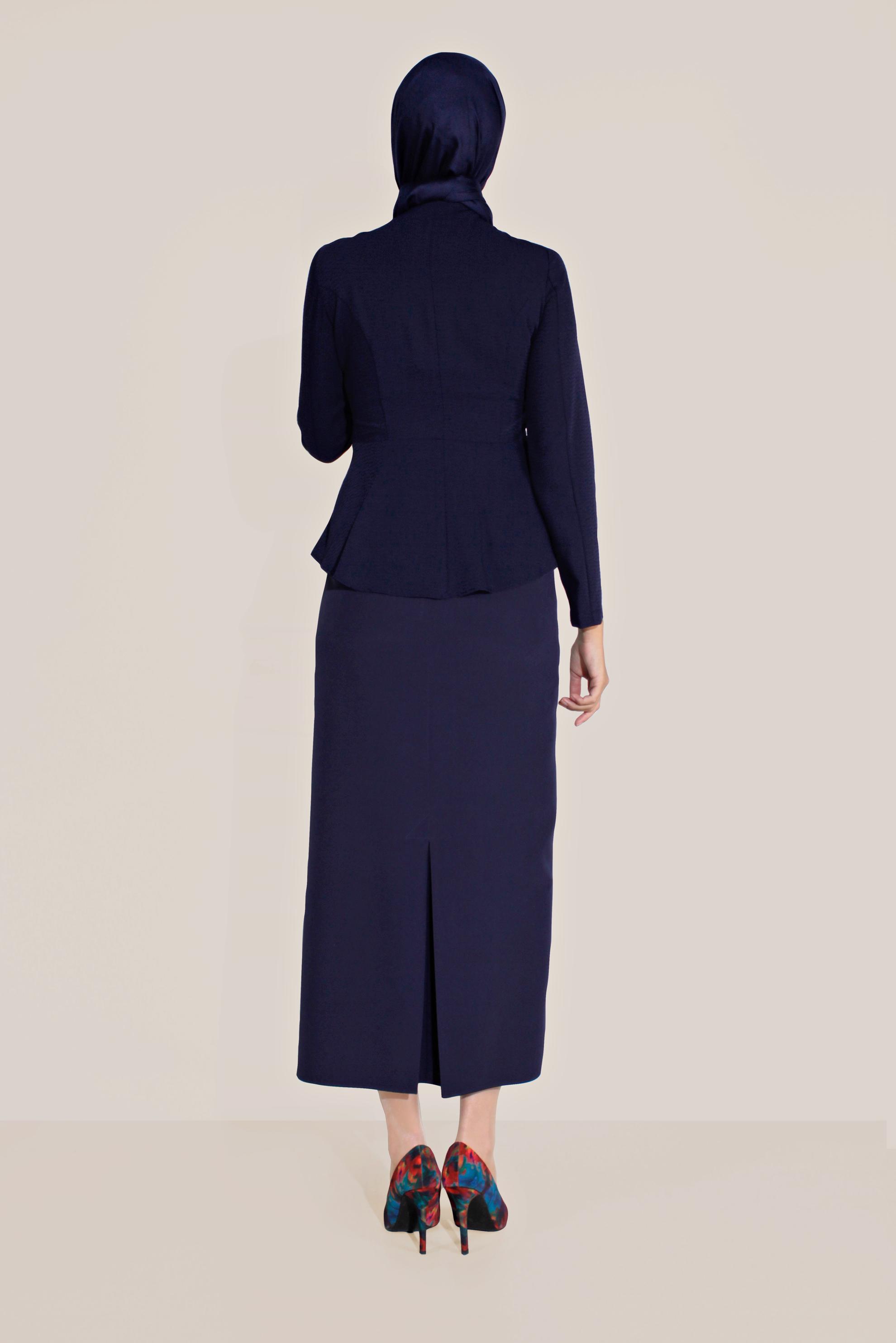 Hijab clothing NAVY BLUE ZIPPED CREW-NECK JACKET 40761