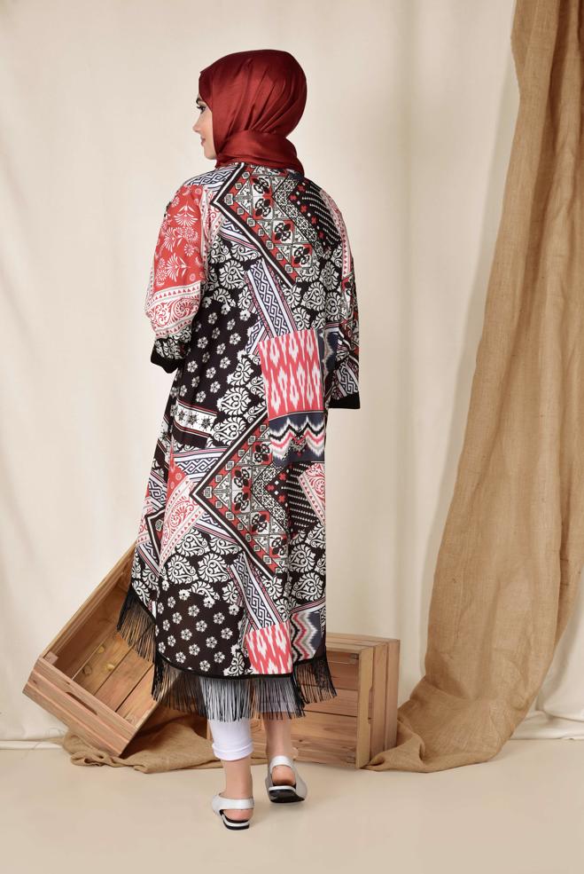 Hijab clothing RED 4936 KOBE 301585 KİMONO 38/46 TEK40 - ALVİNA