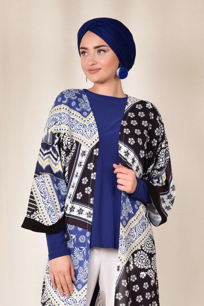 Hijab clothing NAVY BLUE 4936 KOBE 301585 KİMONO 38/46 TEK40 - ALVİNA