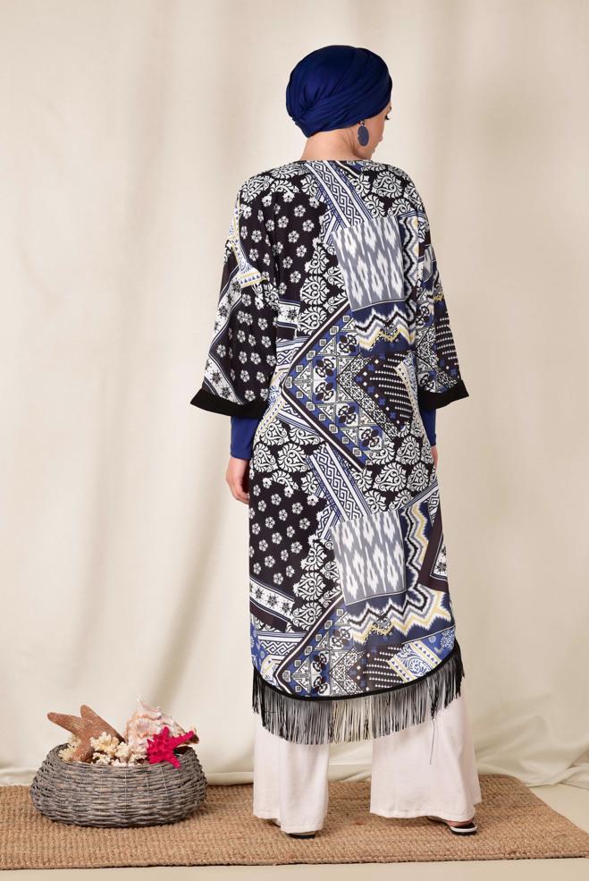 Hijab clothing NAVY BLUE 4936 KOBE 301585 KİMONO 38/46 TEK40 - ALVİNA