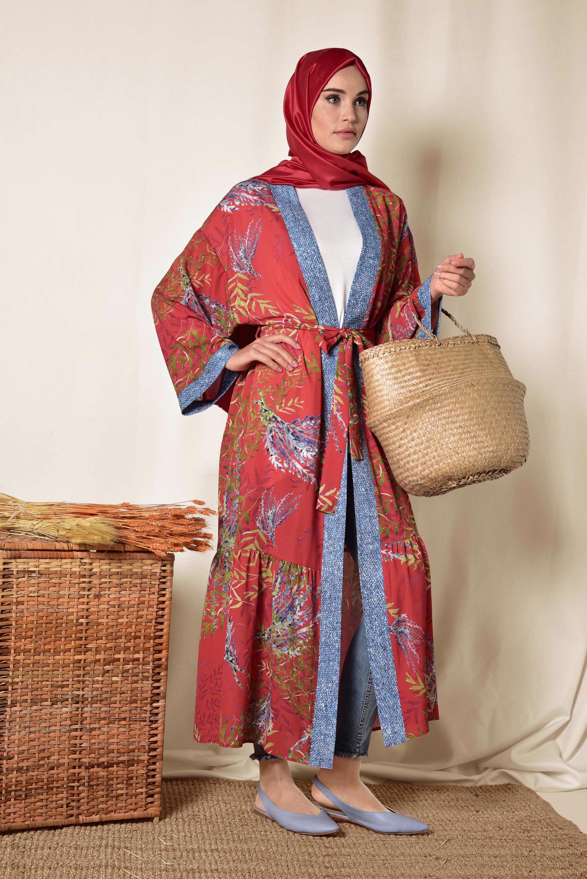 Hijab clothing RED 4958 KOBE 144652 KİMONO 38/46 TEK40