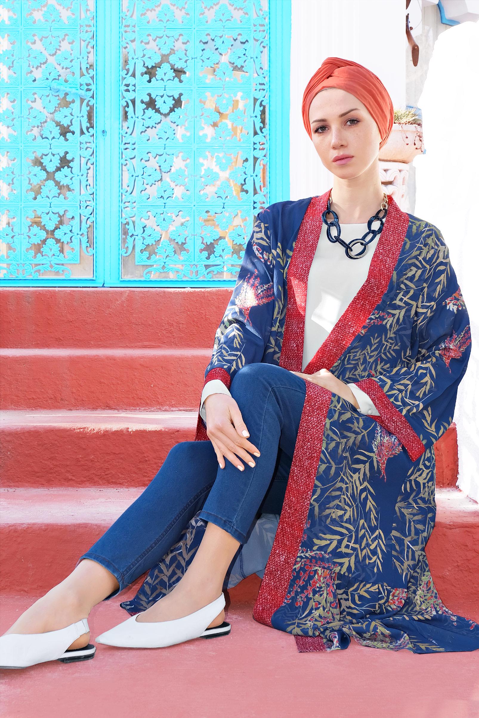 Hijab clothing NAVY BLUE 4958 KOBE 144652 KİMONO 38/46 TEK40